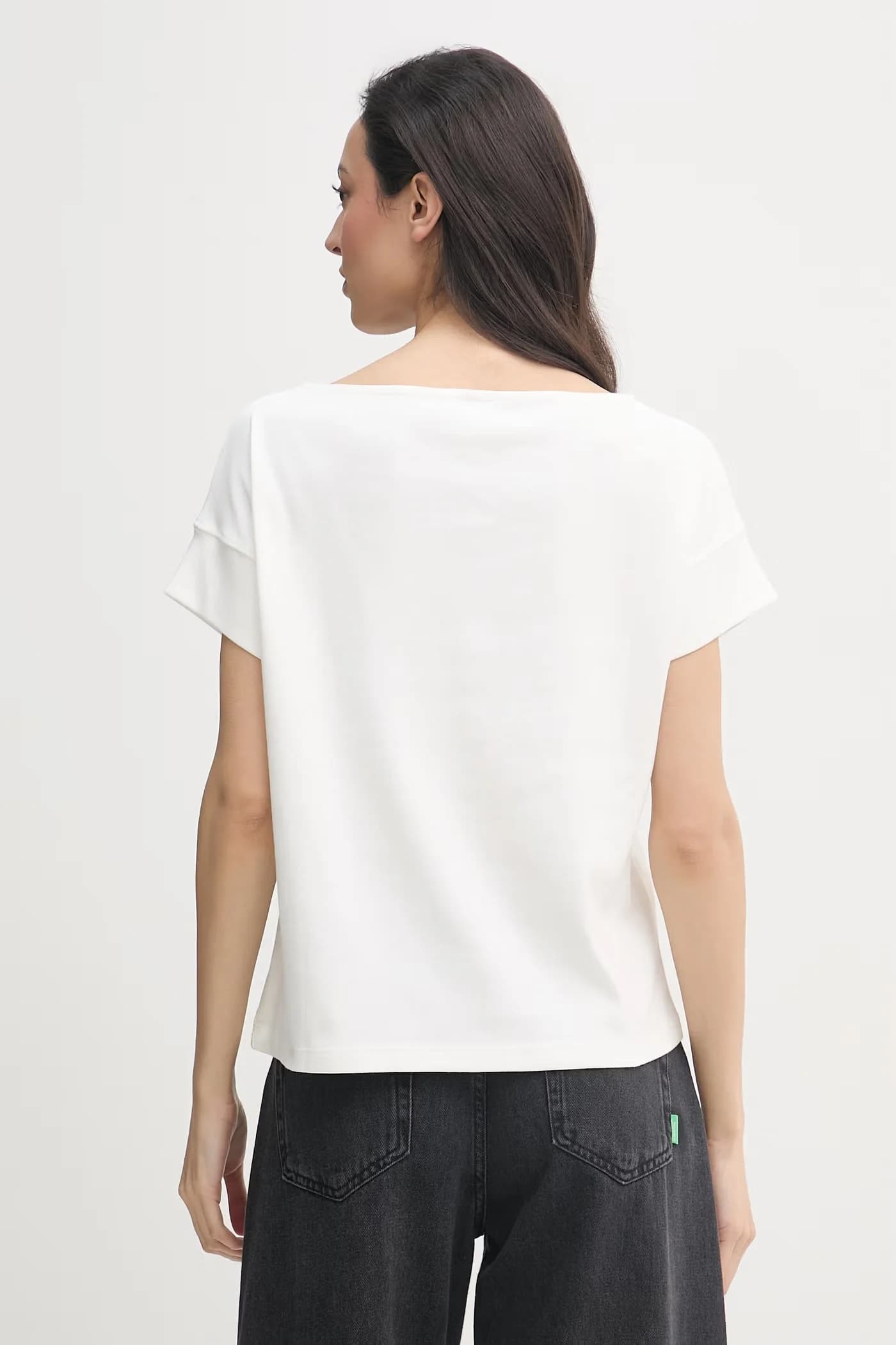 Женская хлопковая футболка бежевая для женщин - фото 3