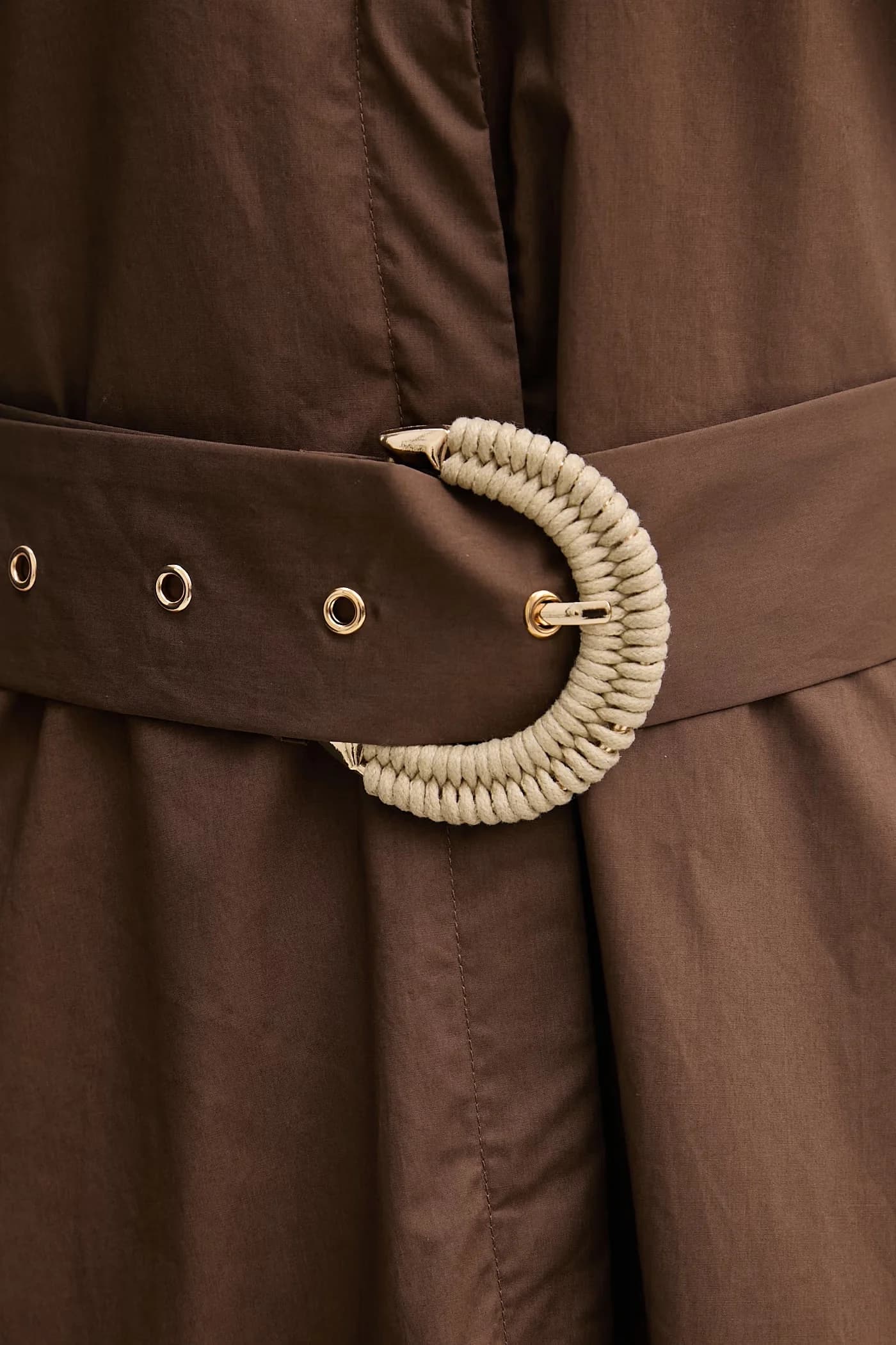 Хлопковое платье-рубашка коричневая для женщин - фото 5