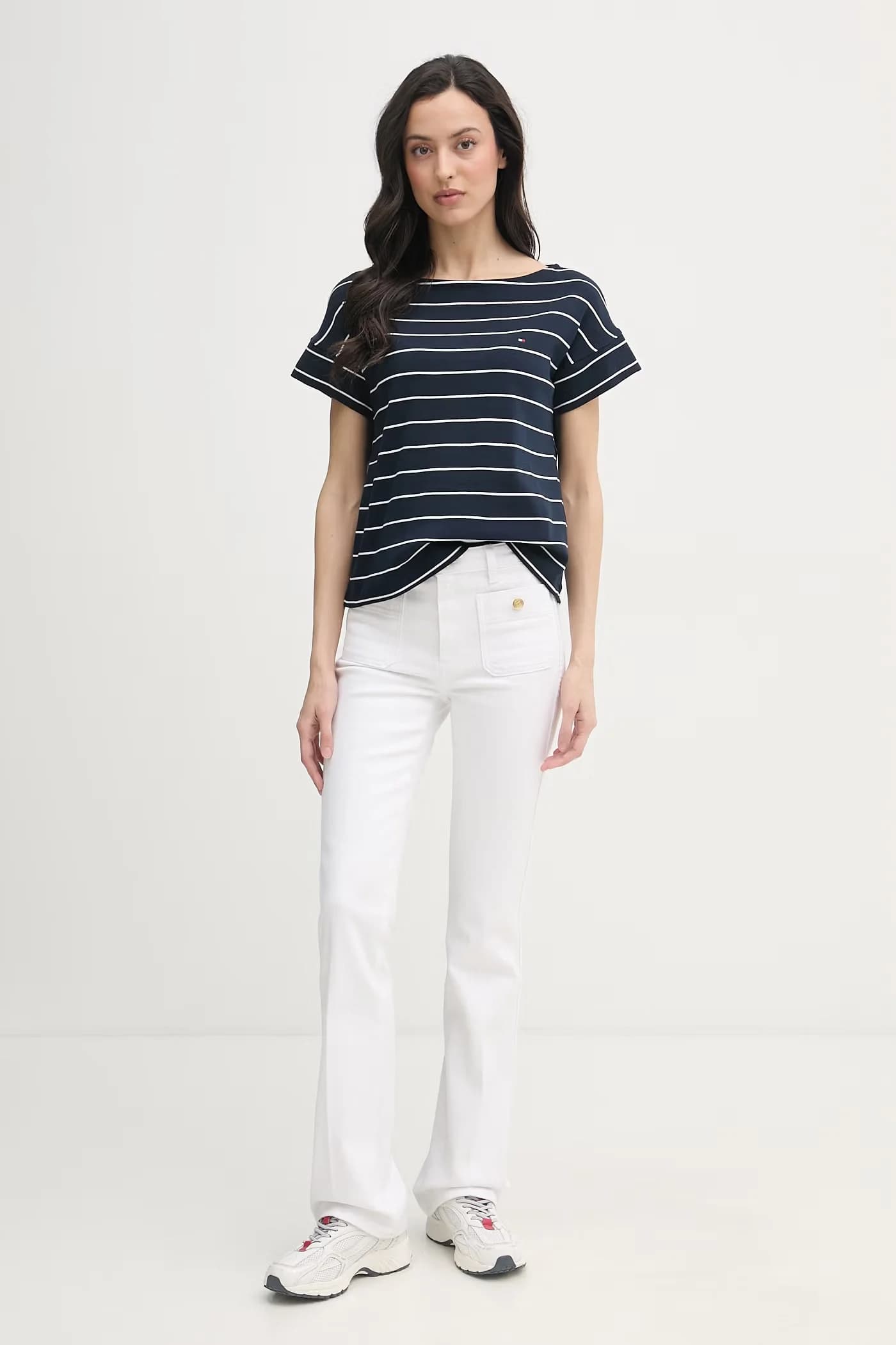 Женская хлопковая футболка военно-морской для женщин - фото 2