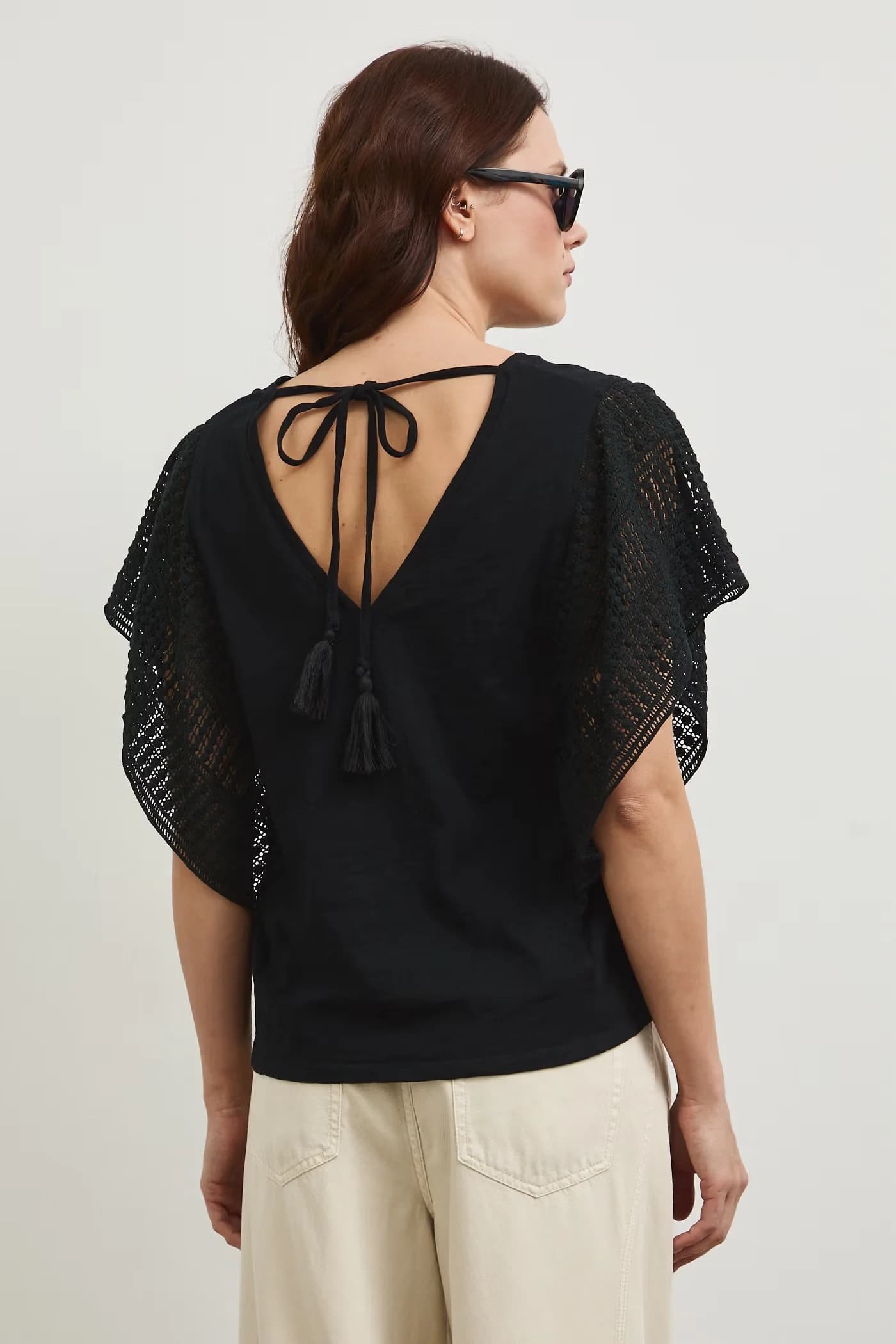 Двусторонняя хлопковая футболка черная для женщин - фото 3