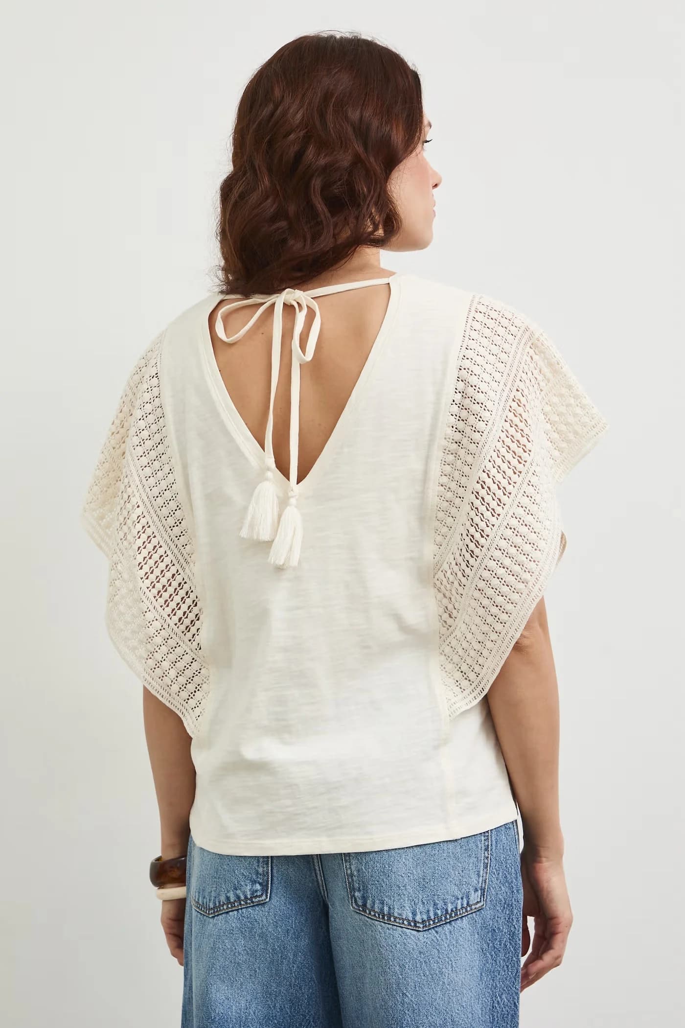 Двусторонняя хлопковая футболка бежевая для женщин - фото 4