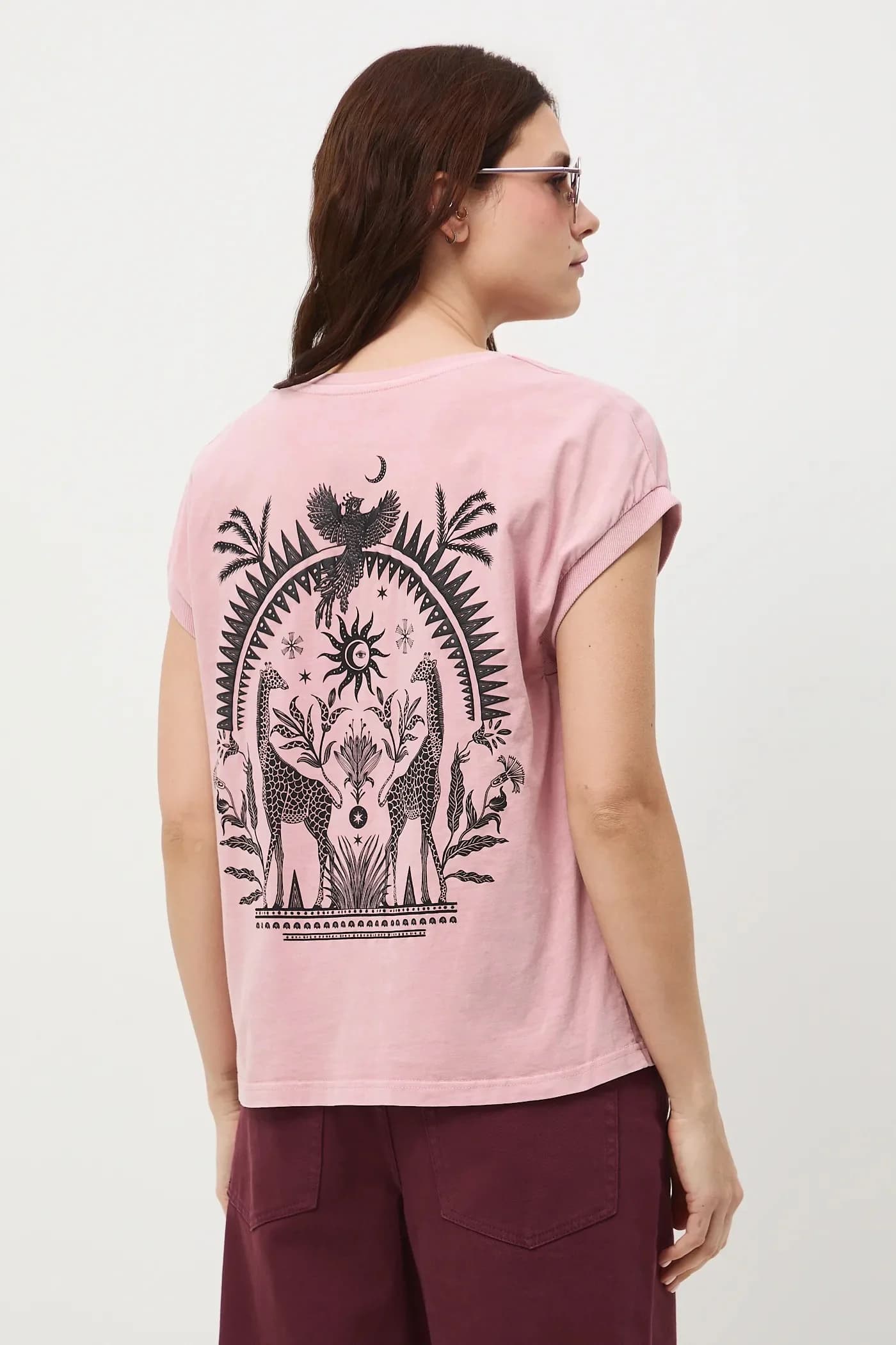 Хлопковая футболка розовая для женщин - фото 3