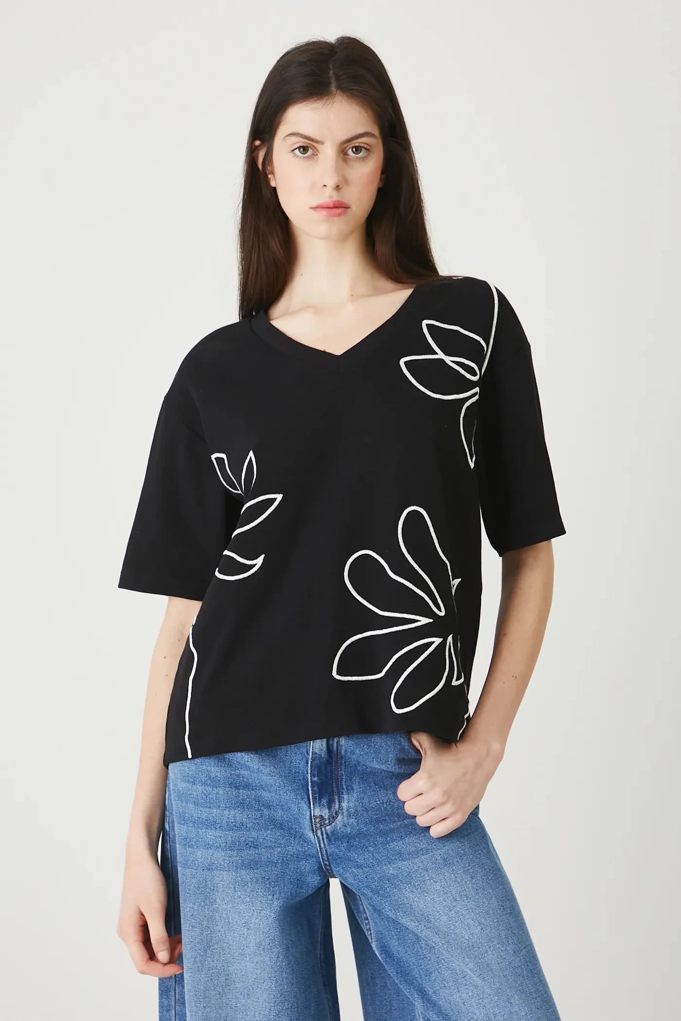 Хлопковая футболка черная для женщин