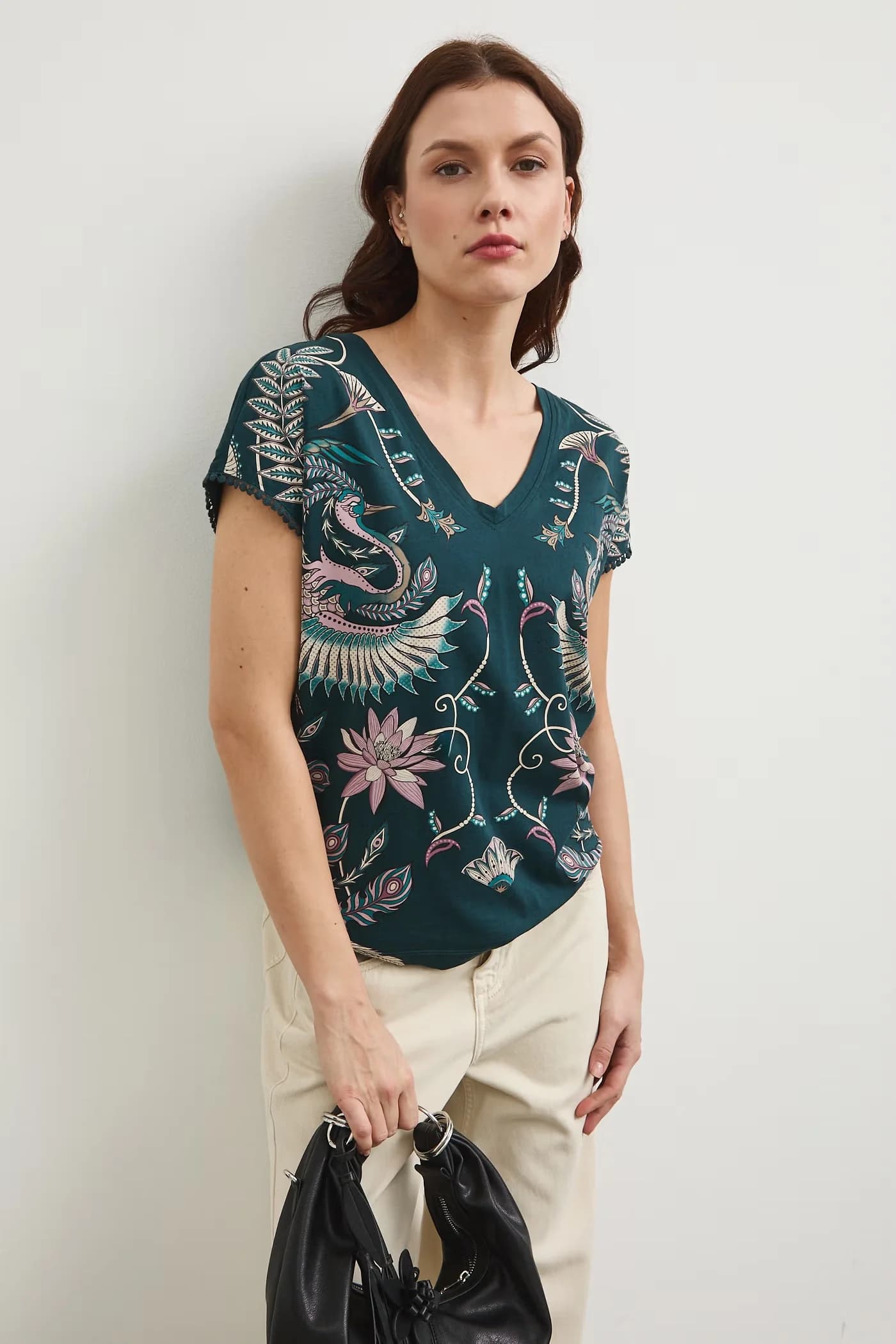 Хлопковая футболка зеленая для женщин