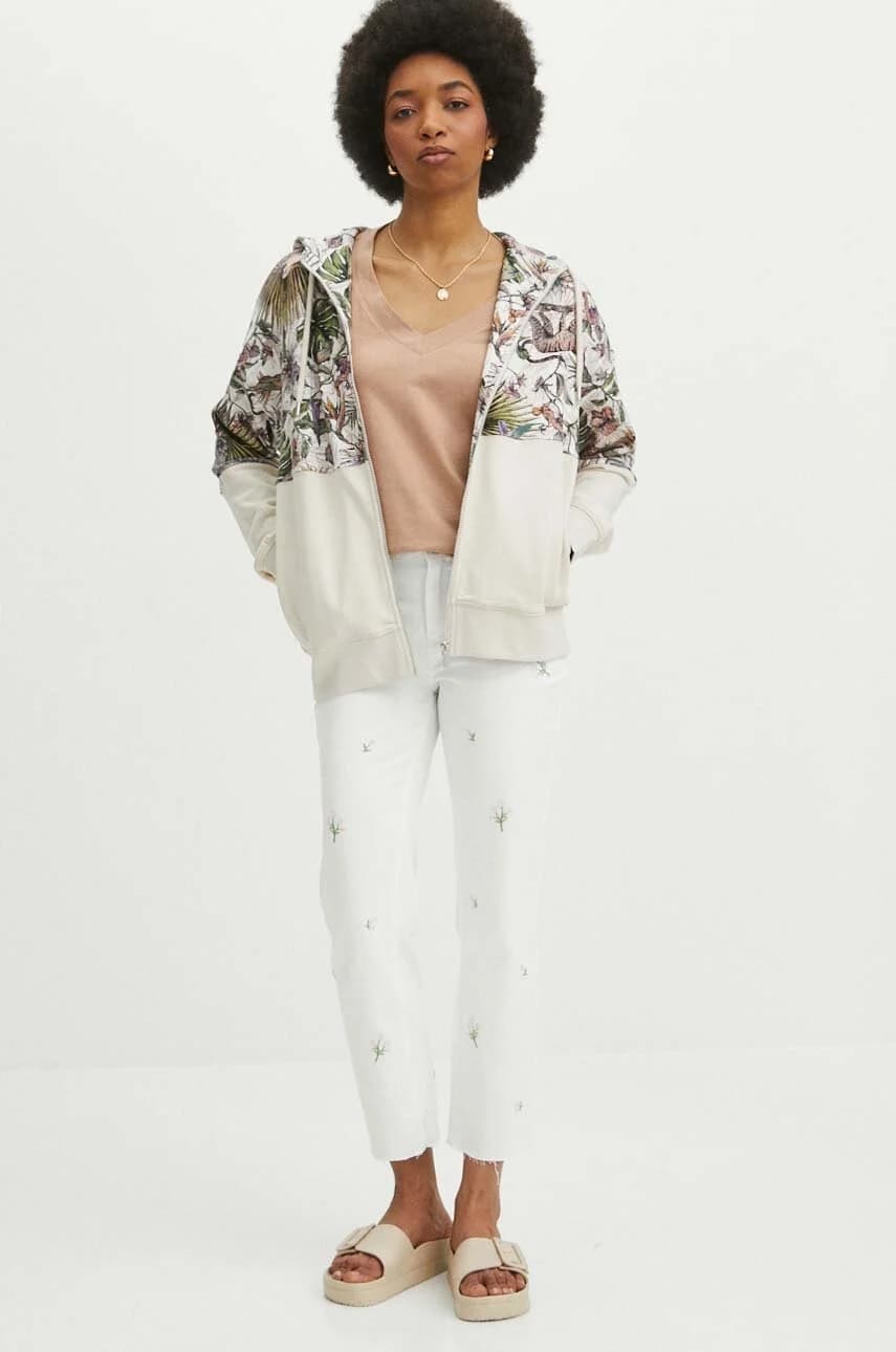 Хлопковая футболка бежевая для женщин - фото 2