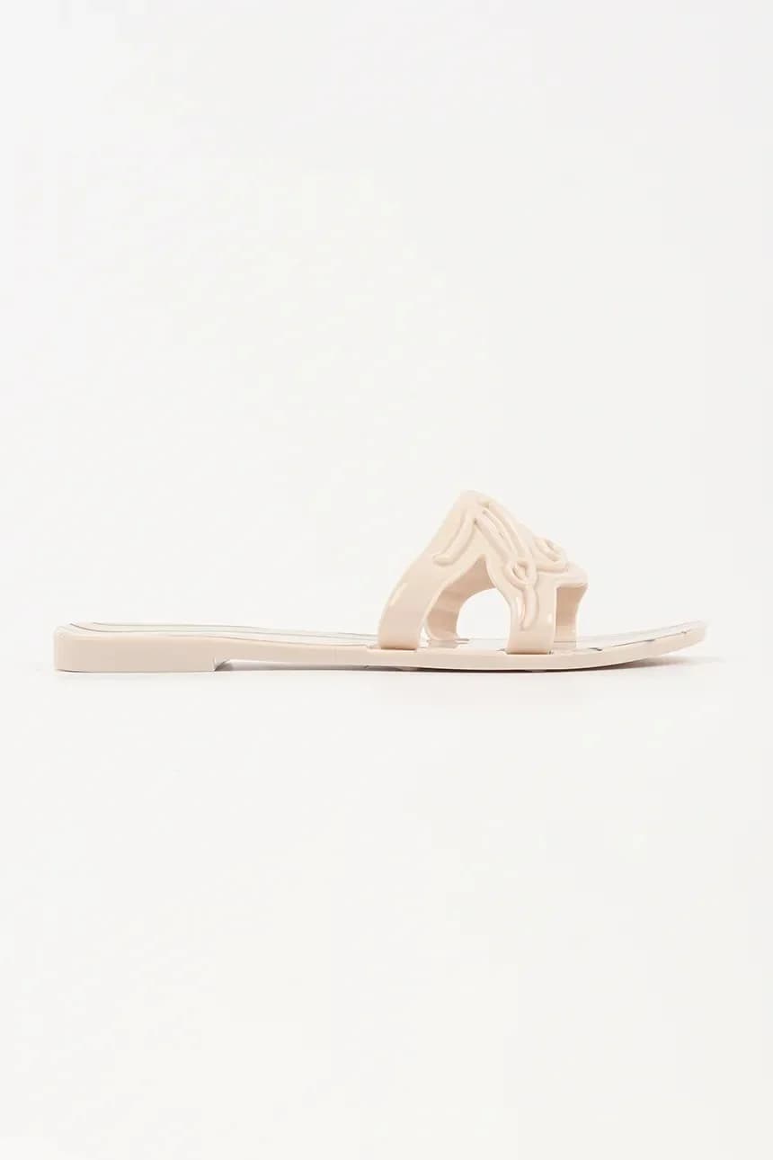 Желейные женские шлепанцы на плоской подошве