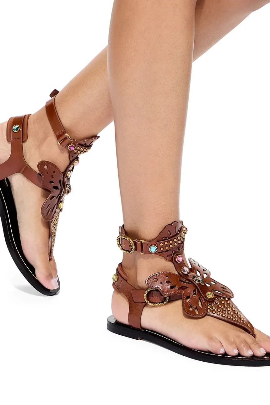 Женские кожаные римские сандалии Boho Butterfly Gladiator - фото 6