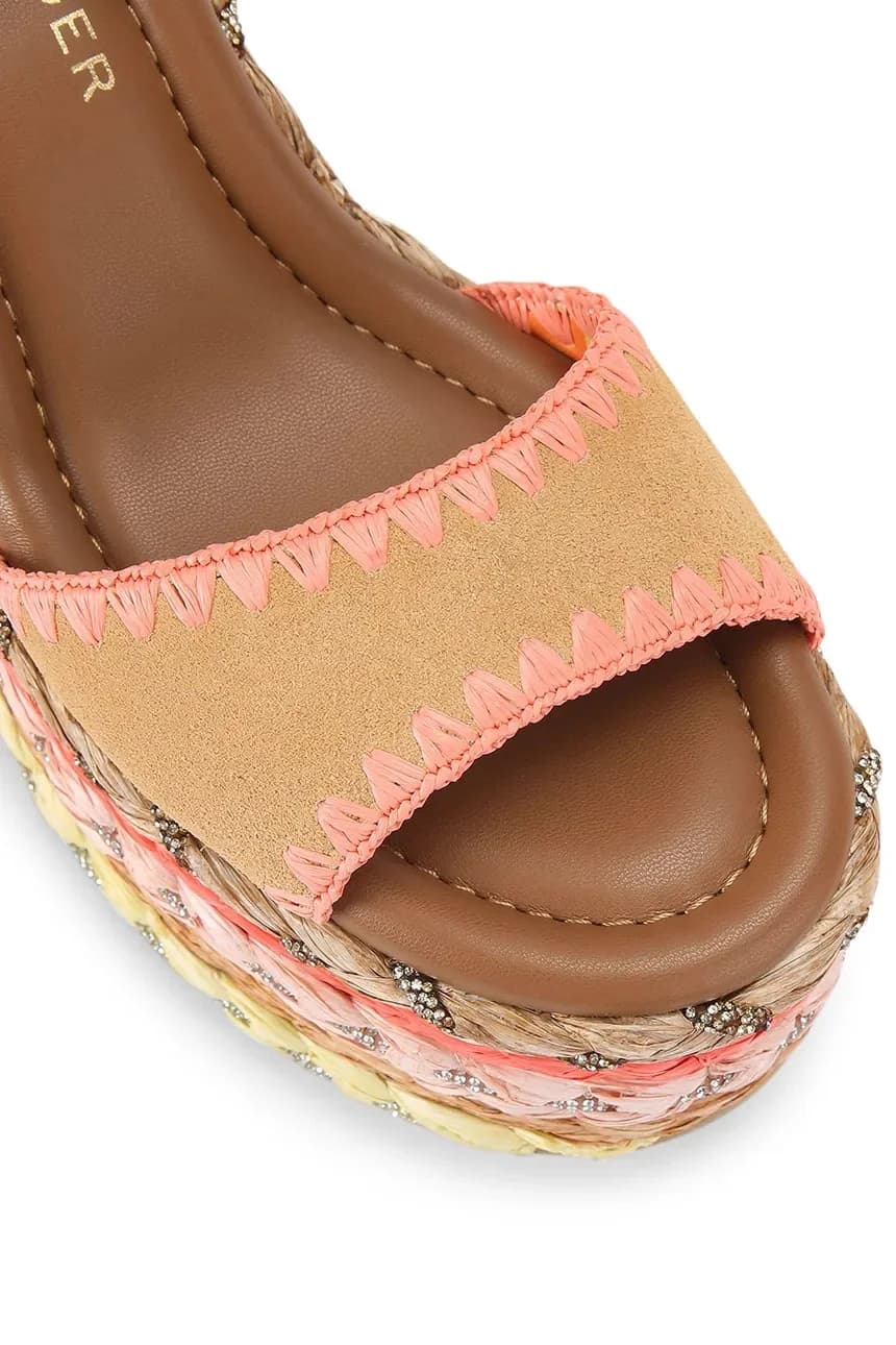 Босоножки Chelsea Scarf на танкетке на высоком каблуке - фото 4