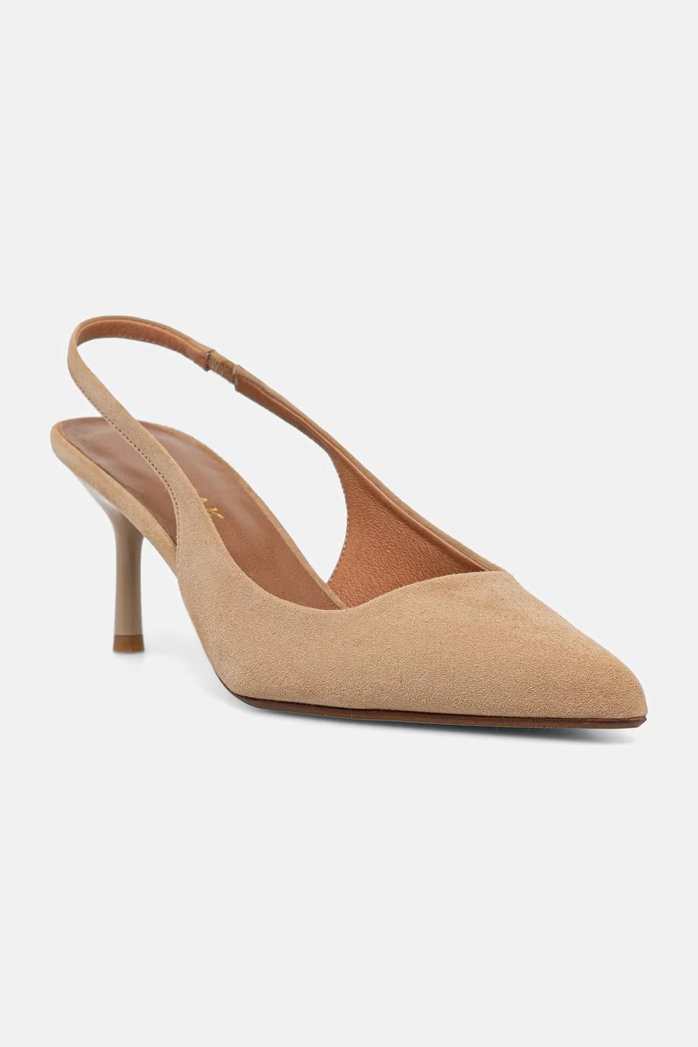 Замшевые туфли на высоком каблуке DIAMANTINE VELOURS с открытой пяткой.