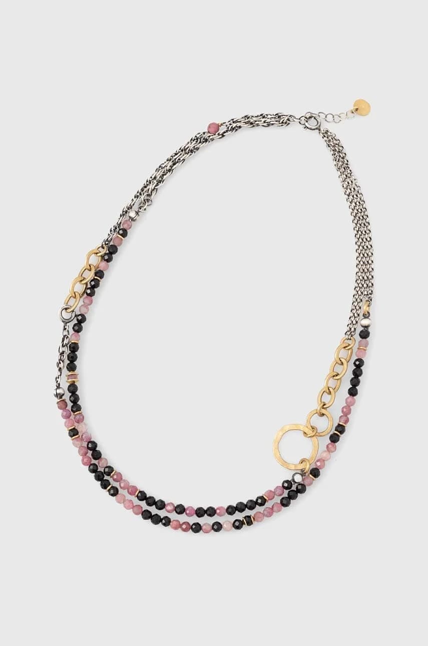 Колье с турмалином, ручная работа, позолоченное серебро.