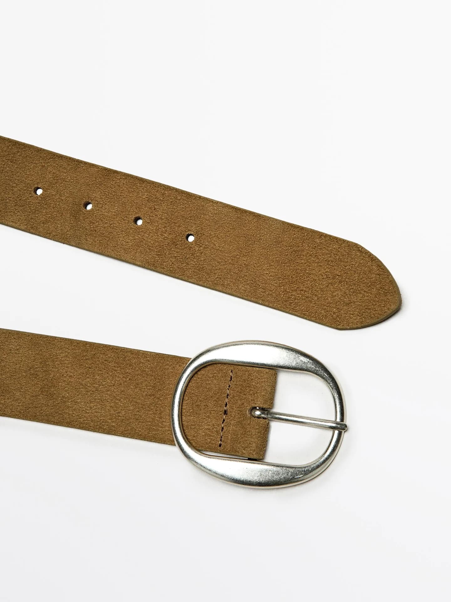 Ремень из замши с овальной пряжкой - фото 2