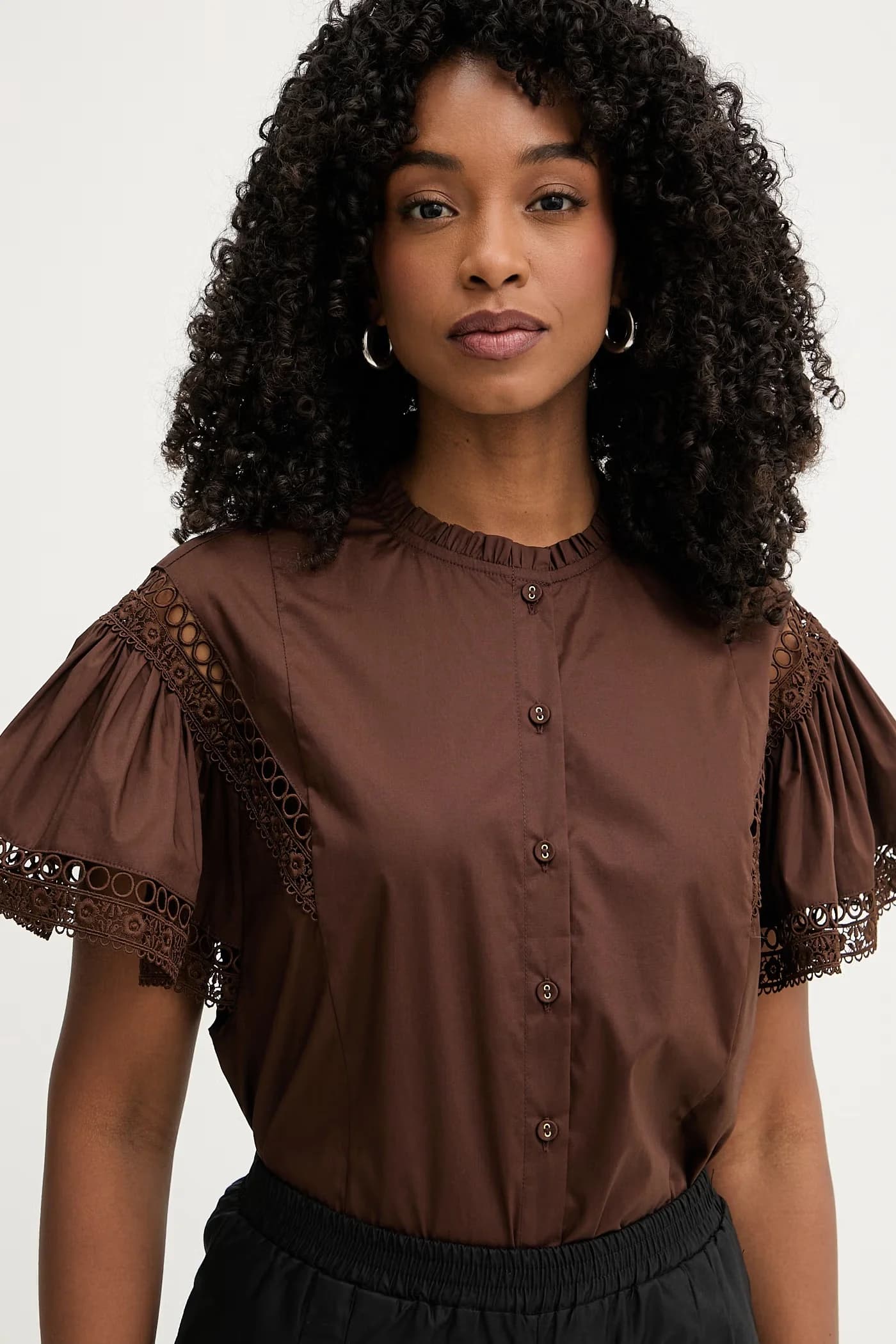 Женская хлопковая блузка с рюшами - фото 4