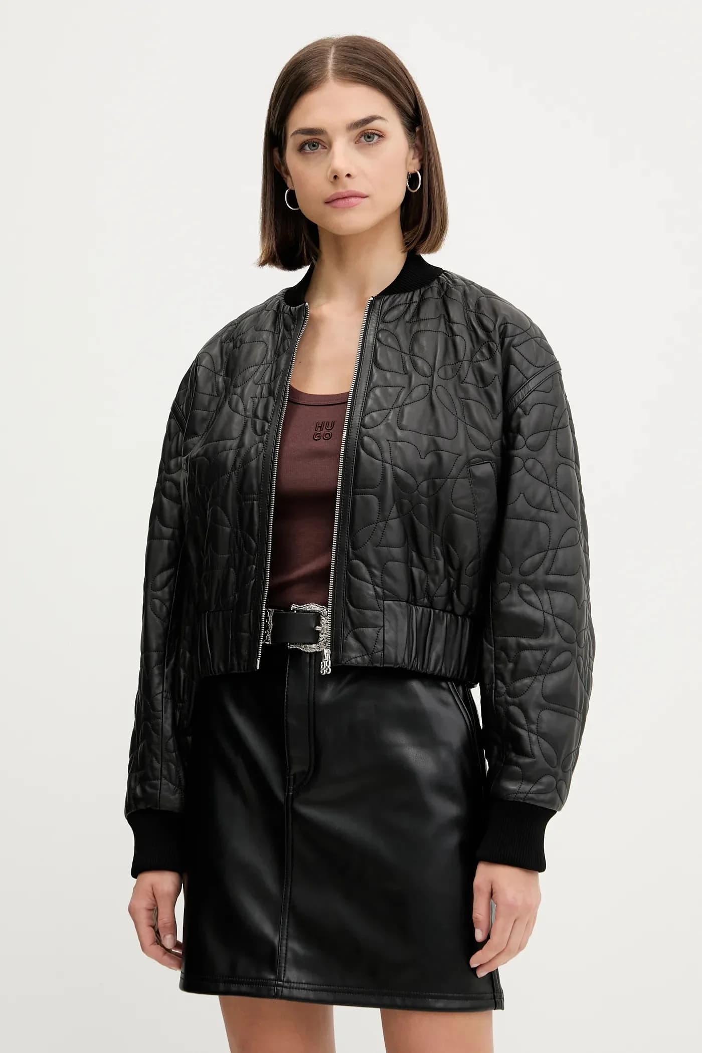 кожаный бомбер Lesana