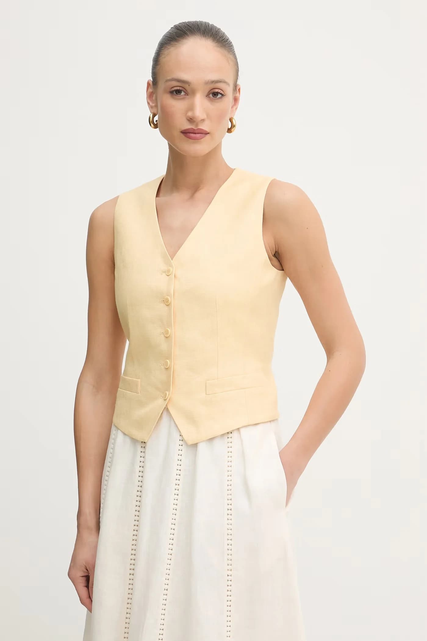 Женский однобортный льняной жилет PACE