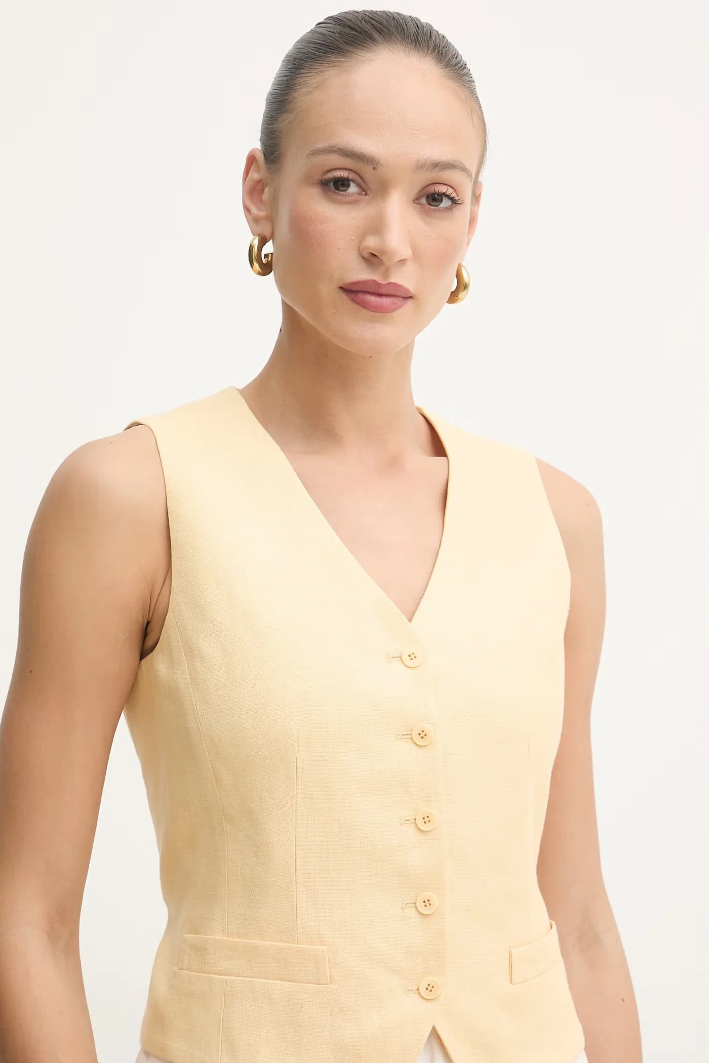 Женский однобортный льняной жилет PACE - фото 4