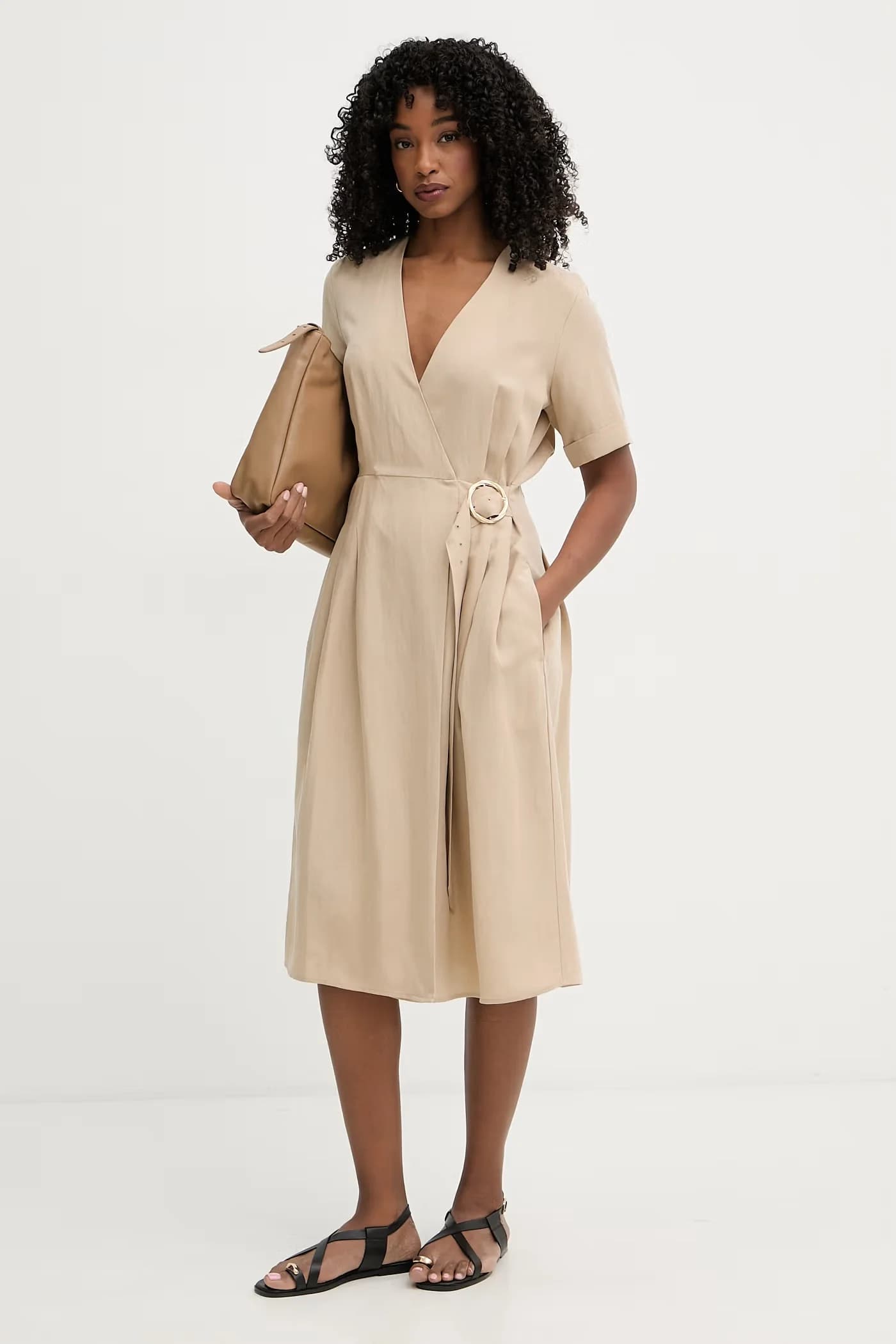 Льняное платье с запахом - фото 3