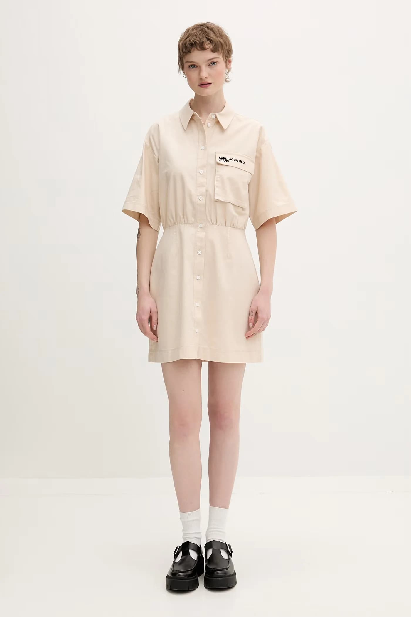 Хлопковое платье-рубашка - фото 3