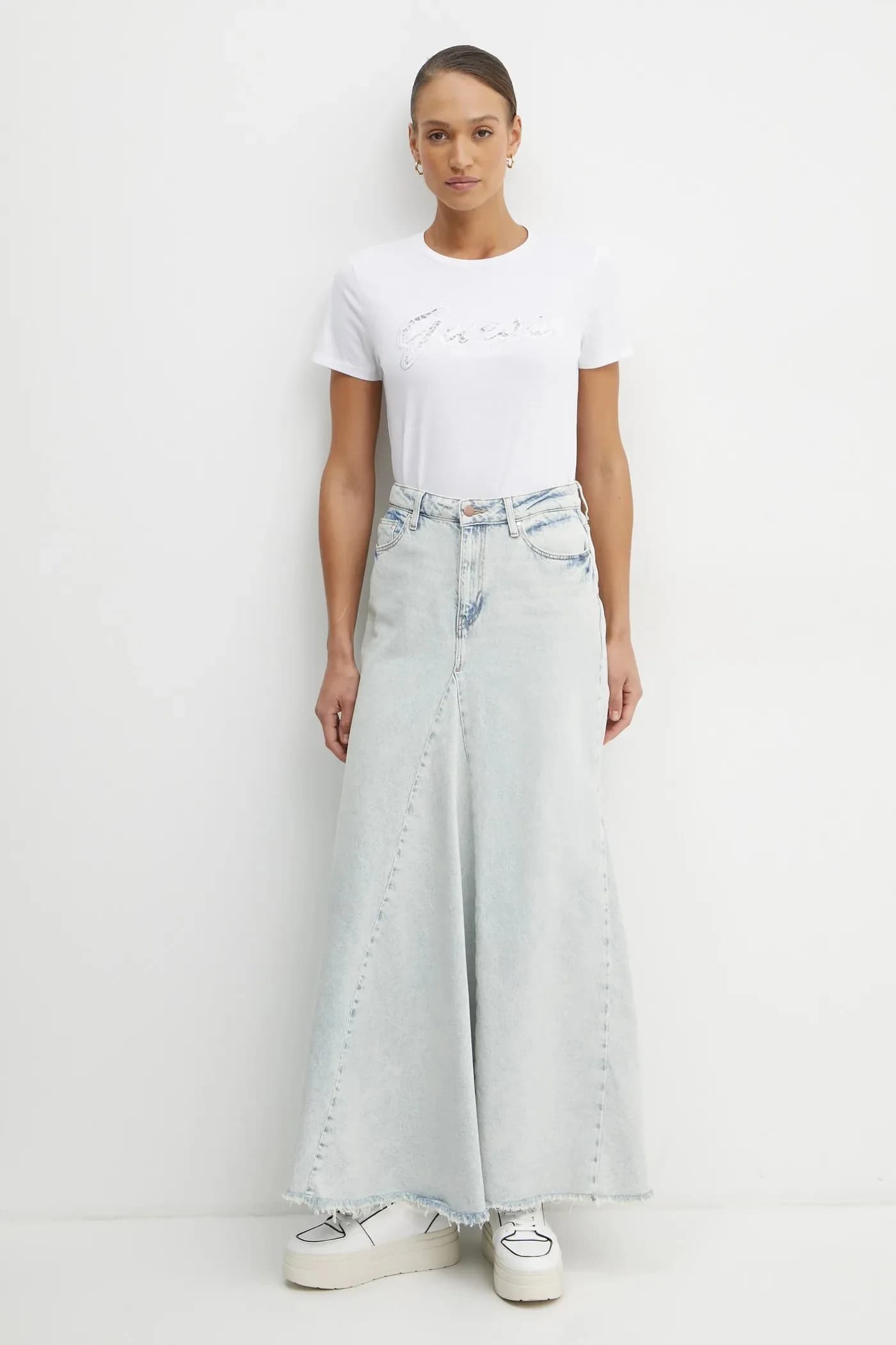 джинсовая юбка со вставками - фото 2