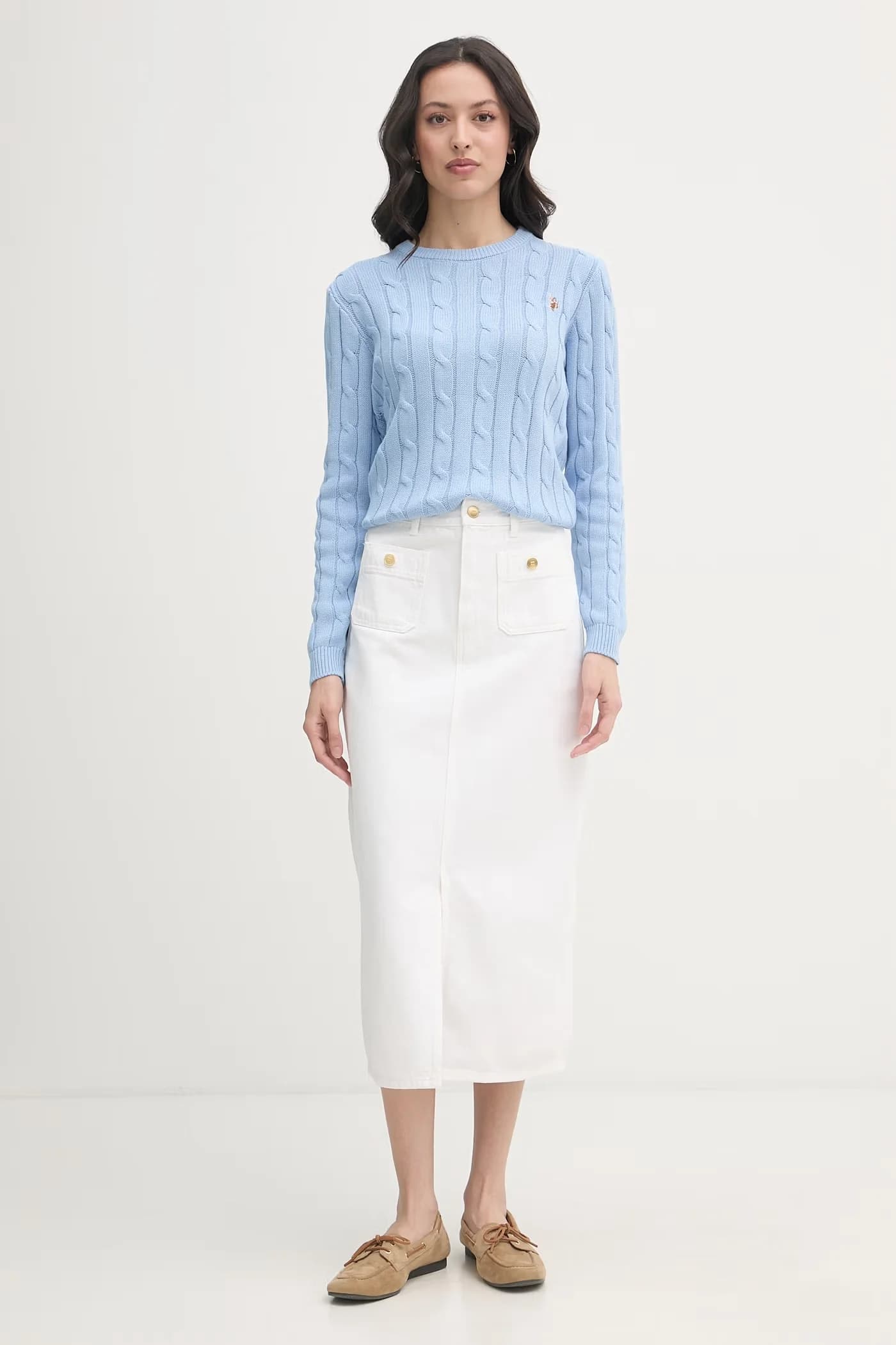 Женский хлопковый свитер CREW NECK CABLE - фото 2