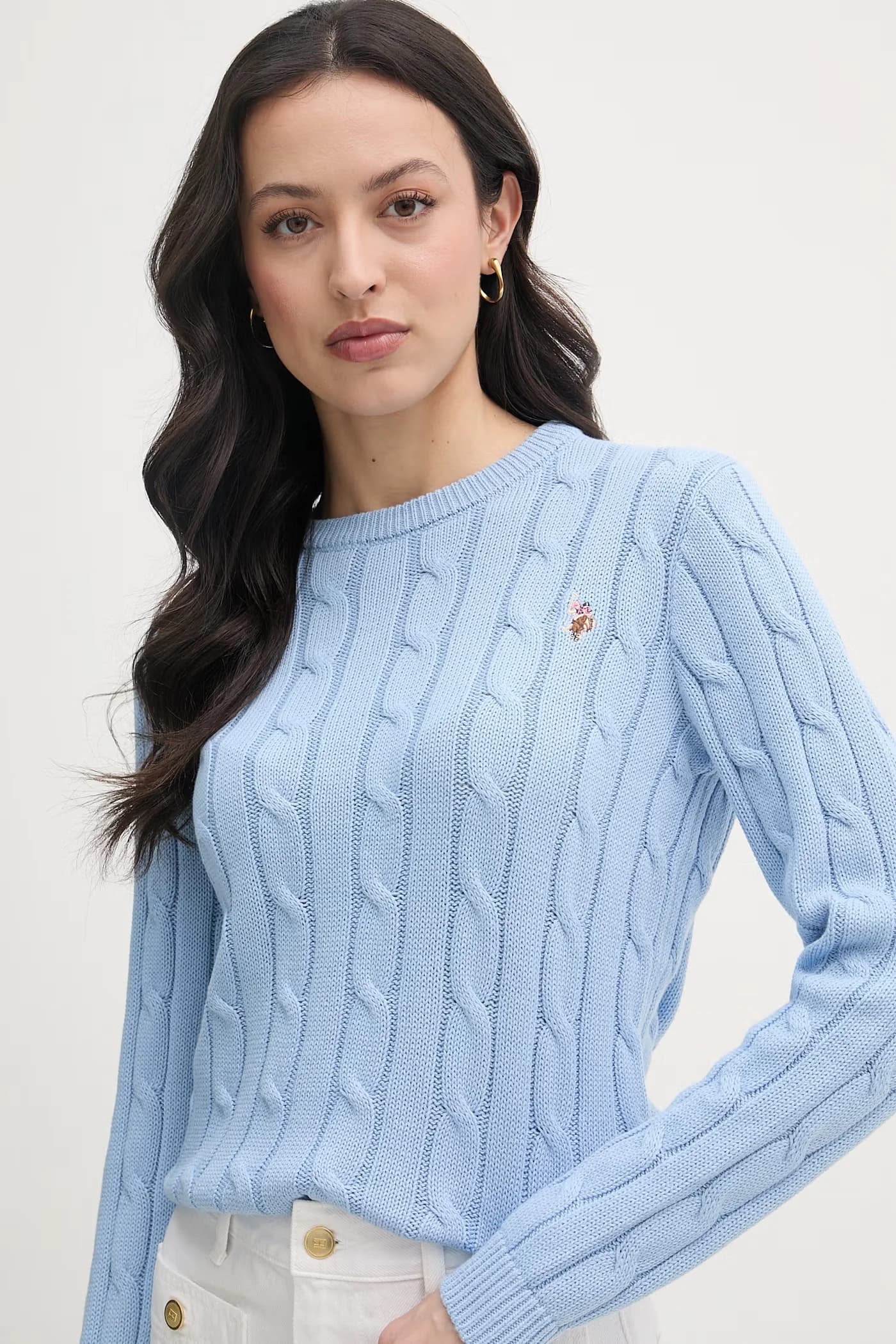 Женский хлопковый свитер CREW NECK CABLE - фото 4