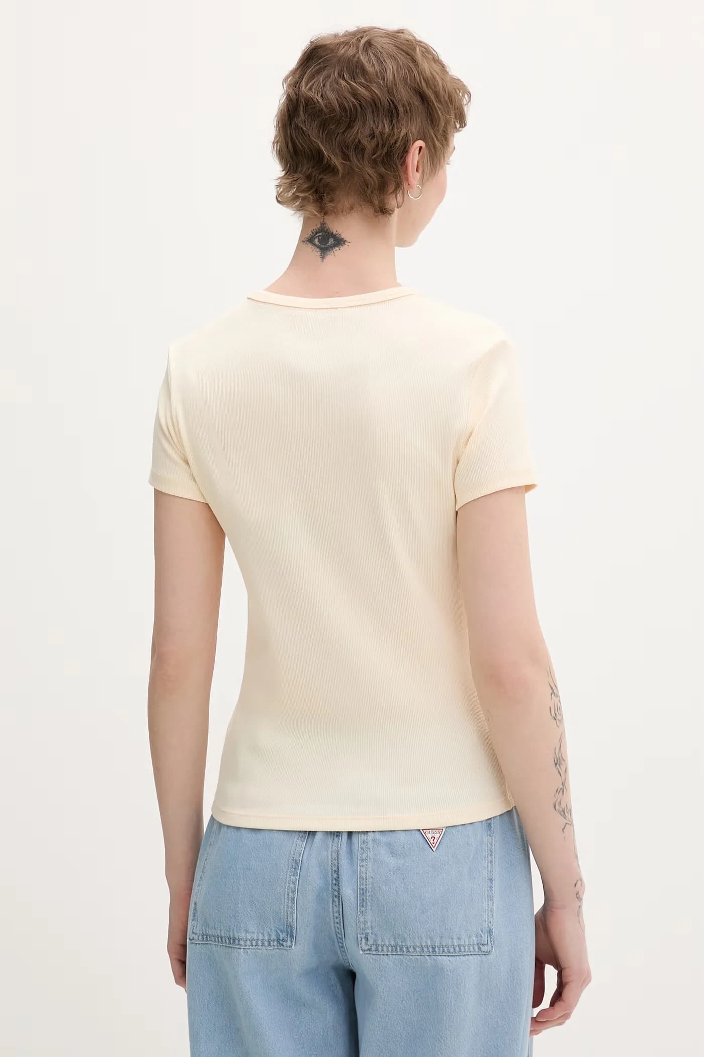 Базовая женская футболка из хлопка с эластаном - фото 3