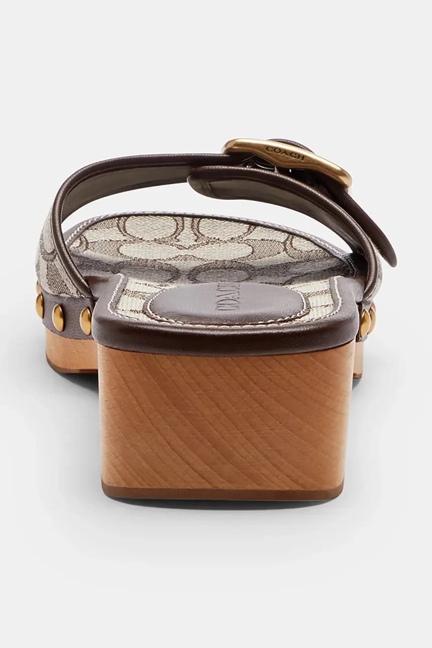 Женские кожаные жаккардовые шлепанцы Margot Signature на низком каблуке - фото 5