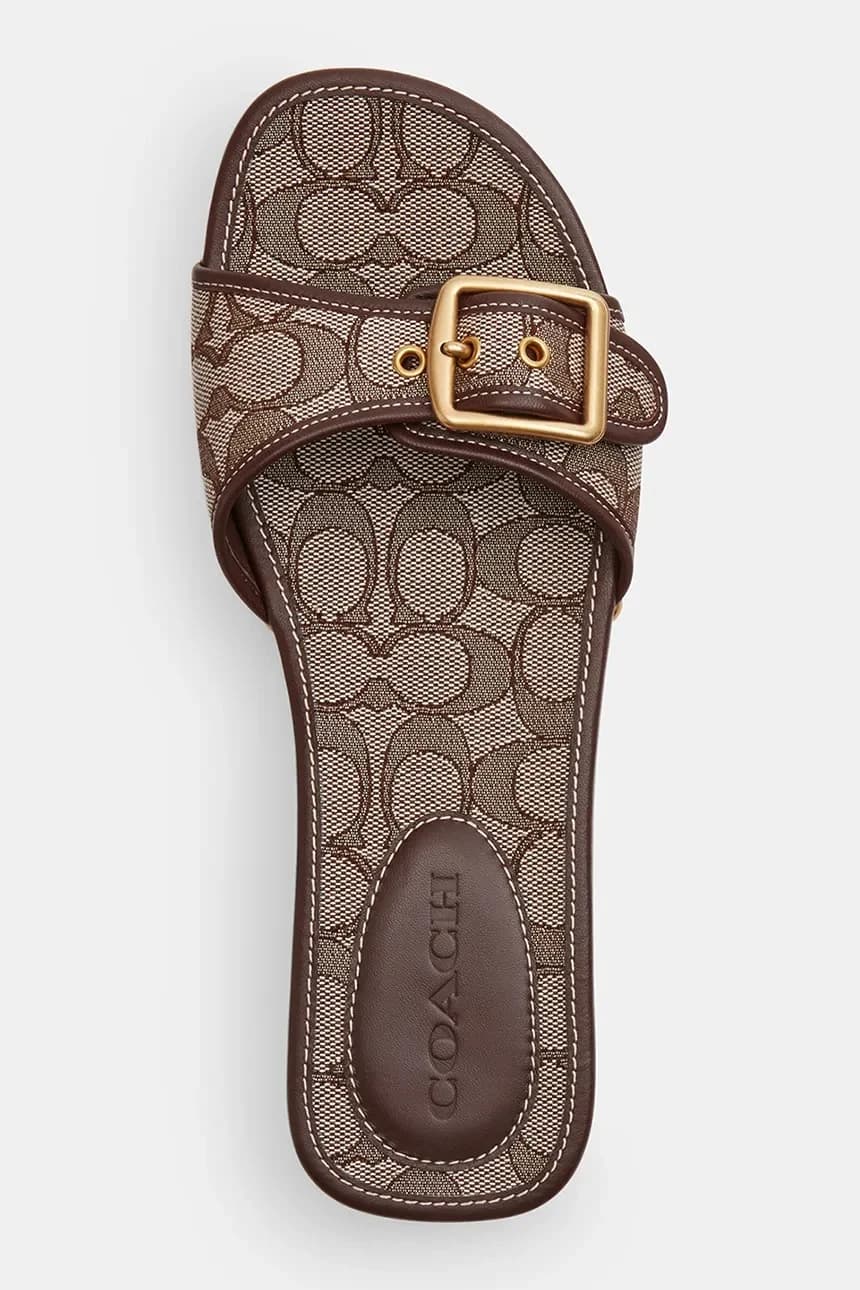 Женские кожаные жаккардовые шлепанцы Margot Signature на низком каблуке - фото 7