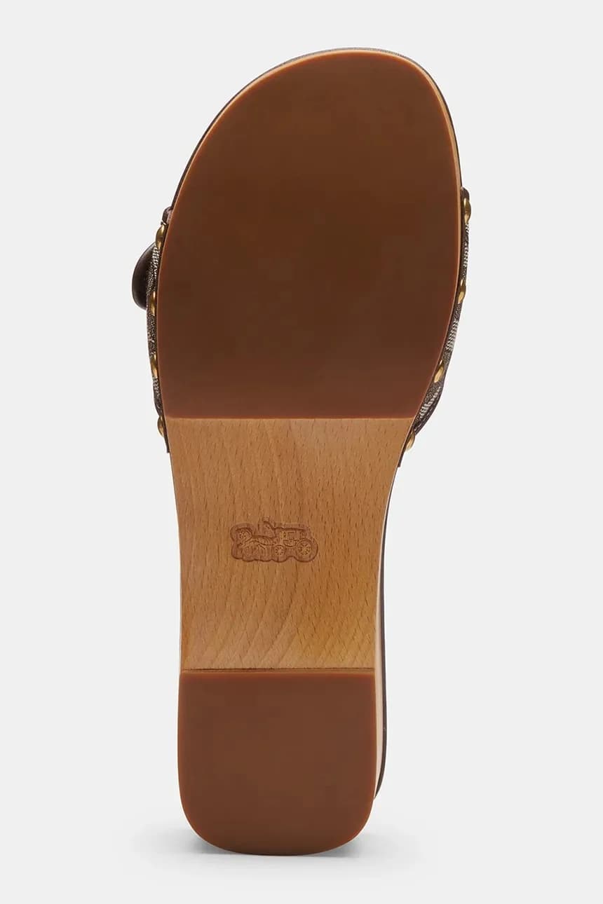 Женские кожаные жаккардовые шлепанцы Margot Signature на низком каблуке - фото 9