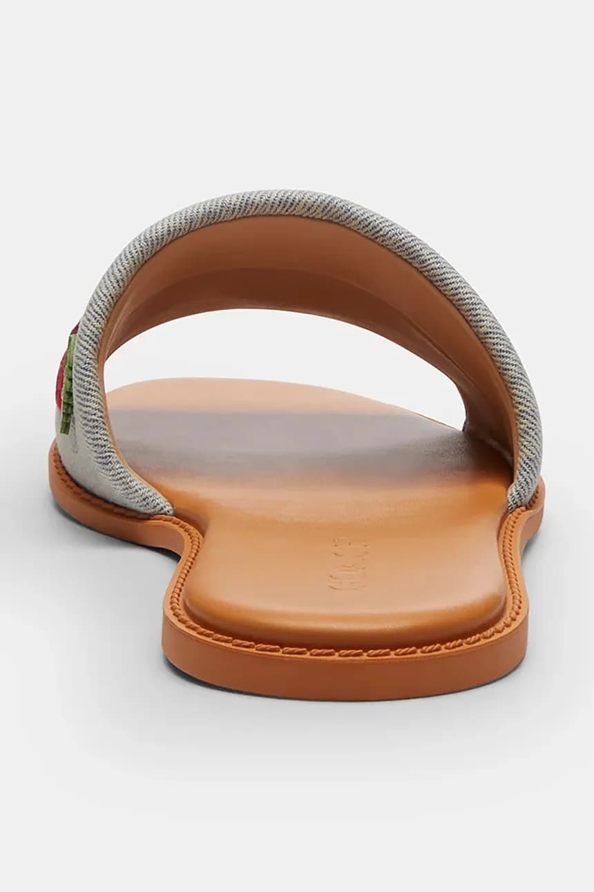 Хлопковые женские шлепанцы на плоской подошве Holly Denim Cherries Sandal - фото 3