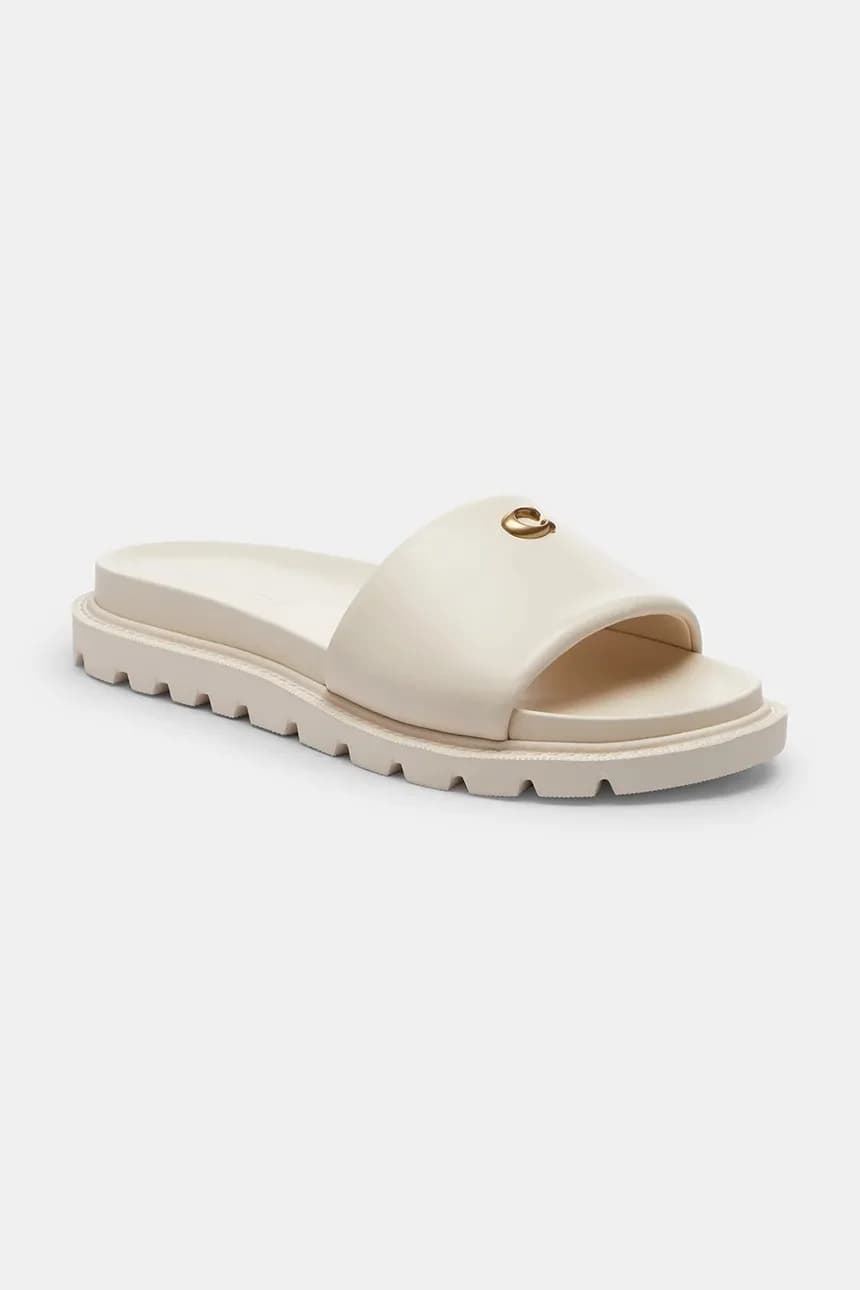 Женские кожаные туфли на плоской подошве Brynn Leather Slide Sandal - фото 2