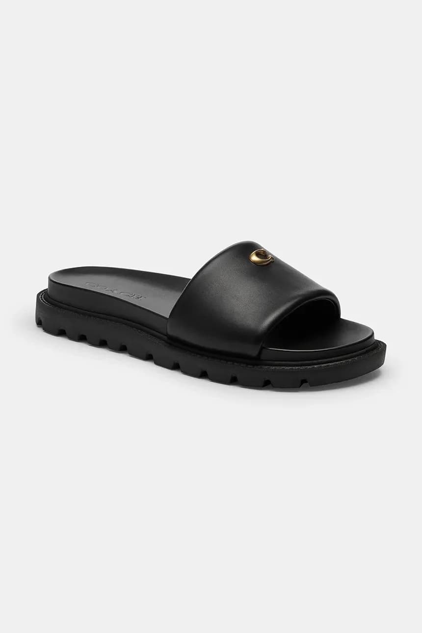 Женские кожаные туфли на плоской подошве Brynn Leather Slide Sandal - фото 2