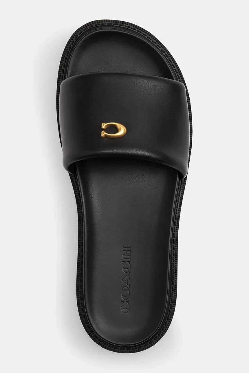 Женские кожаные туфли на плоской подошве Brynn Leather Slide Sandal - фото 4