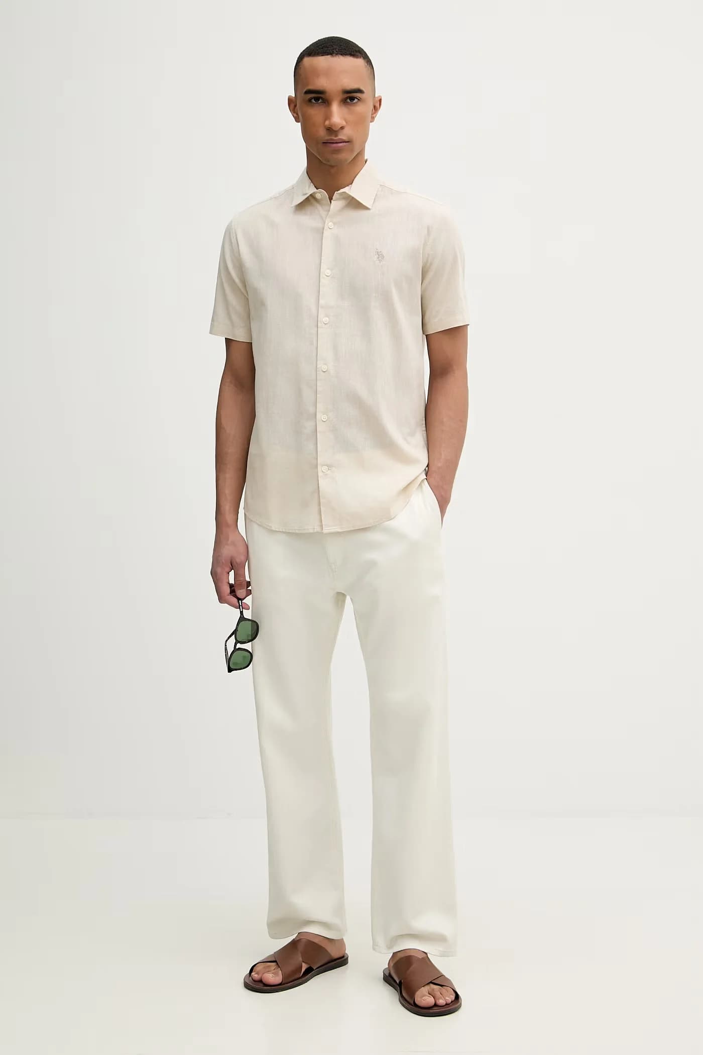 Мужская рубашка сафари из льна LINEN BLEND SS - фото 2