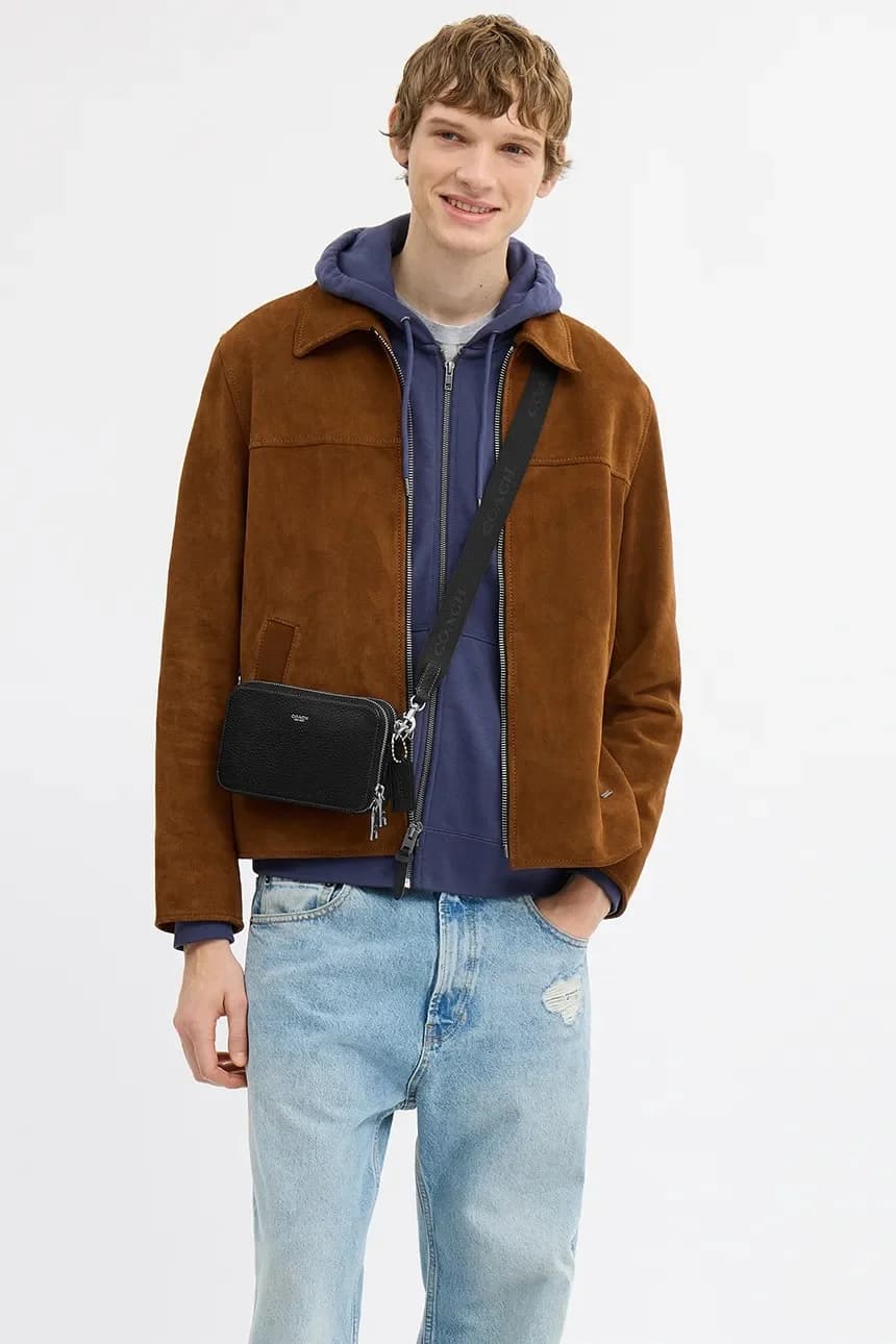 Мужская кожаная сумка через плечо Clinton - фото 6