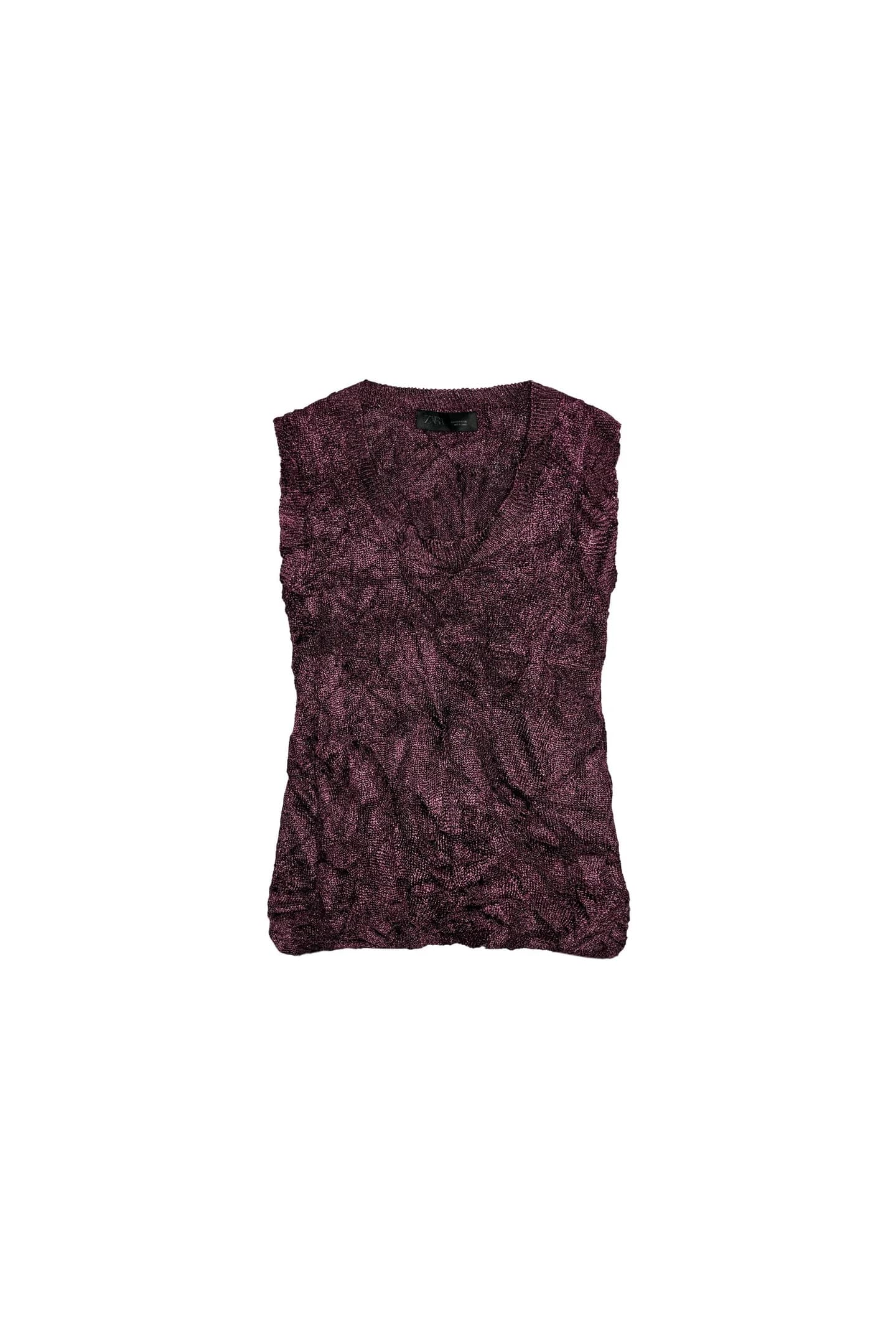 ТРИКОТАЖНЫЙ ТОП С СОЗДАННЫМ ЭФФЕКТОМ - фото 3