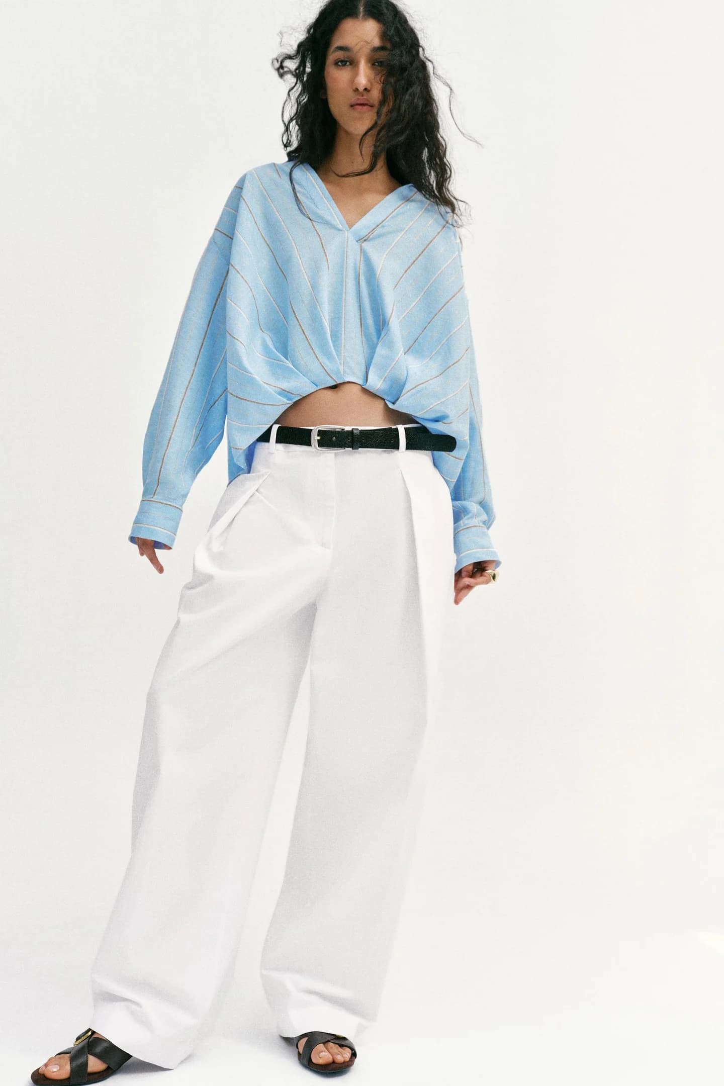 Льняная рубашка с пышным низом - фото 2