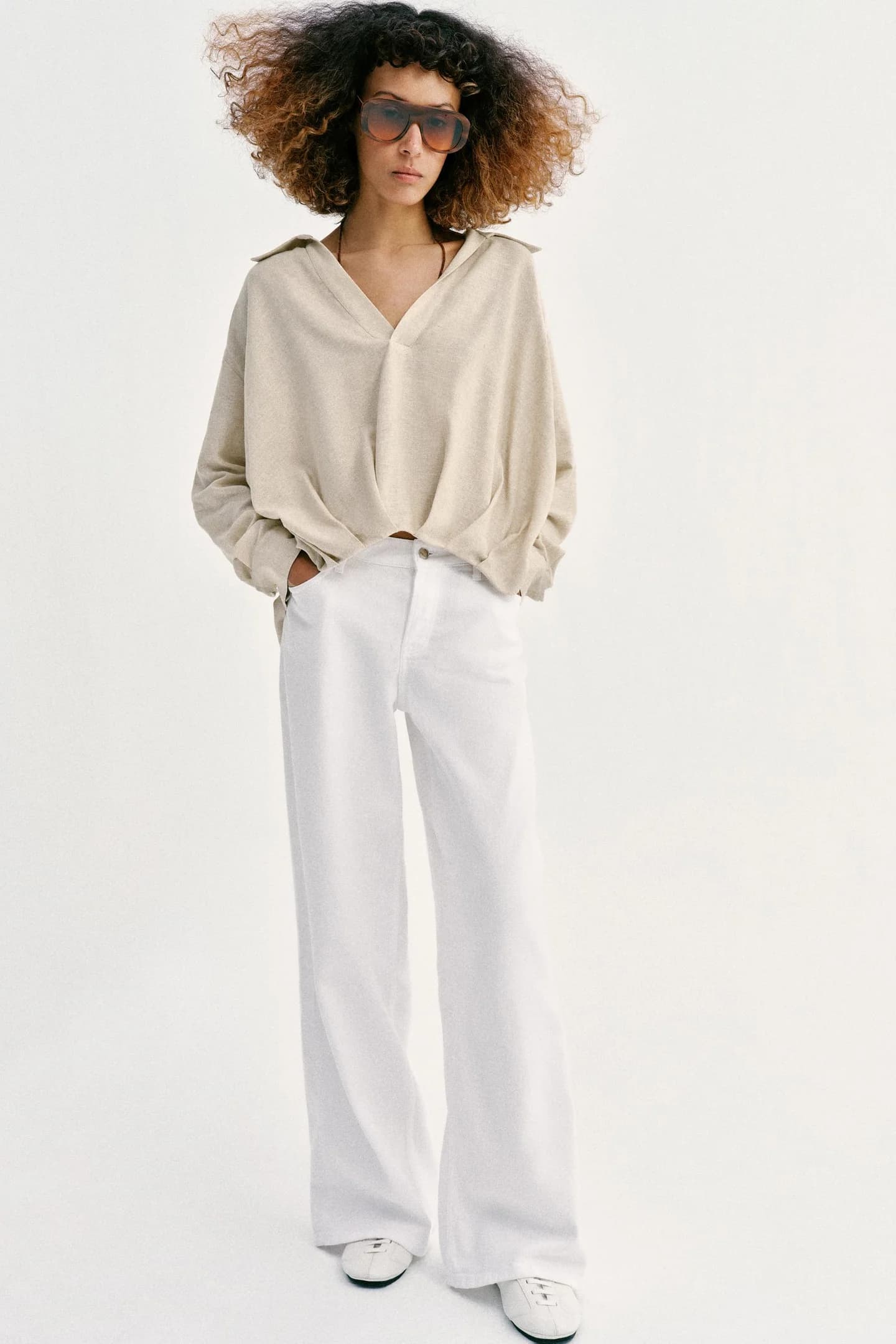 Льняная рубашка с пышным низом - фото 2