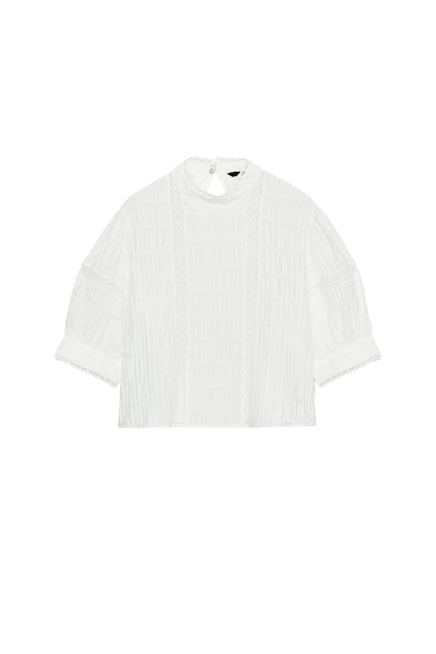 РУБАШКА С КРУЖЕВОМ И Пышными РУКАВАМИ - фото 3