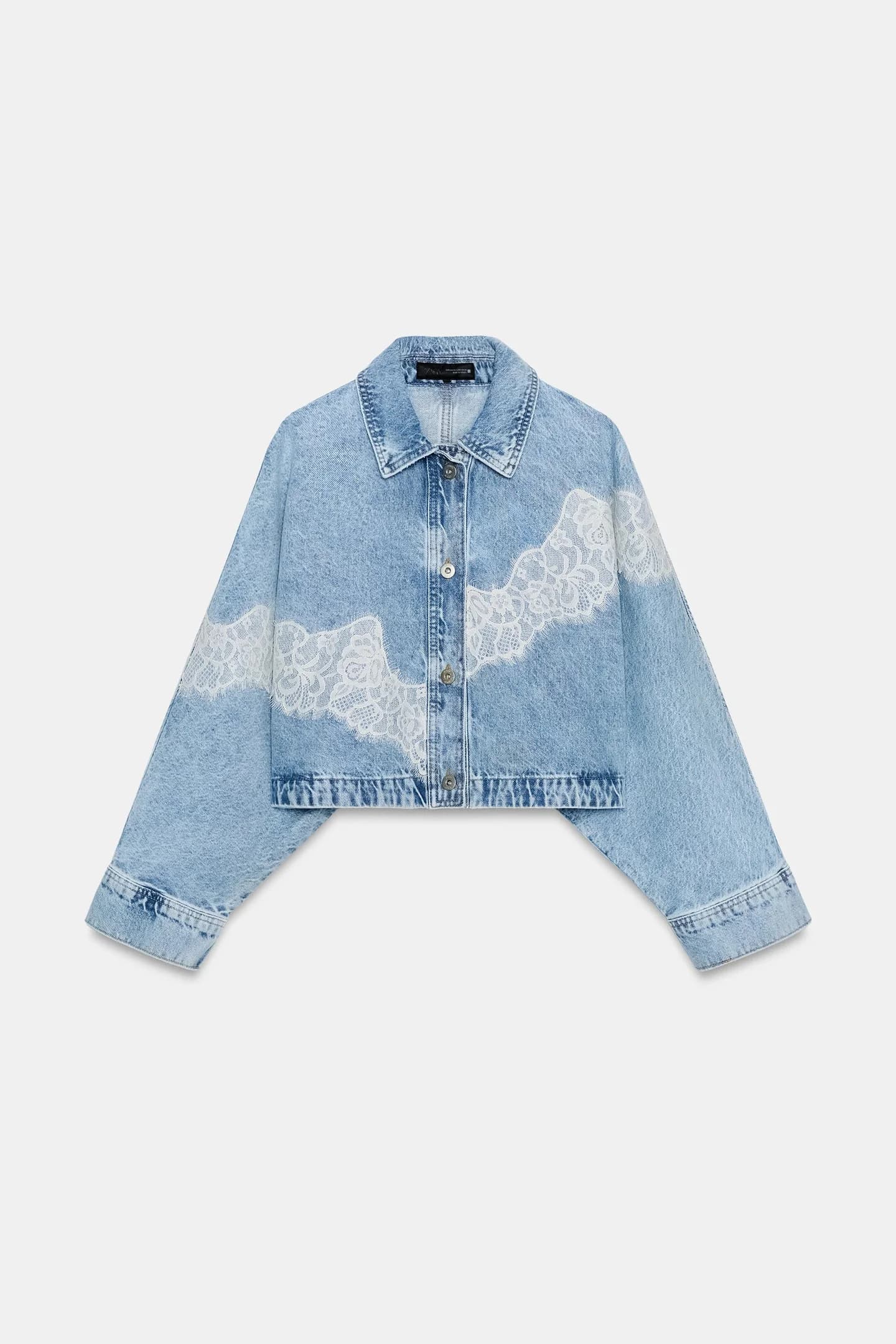 КОРОТКАЯ ДЖИНСОВАЯ КУРТКА Z1975 С КРУЖЕВОМ