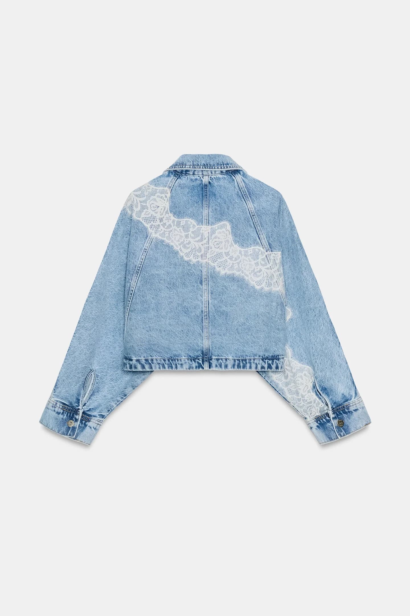 КОРОТКАЯ ДЖИНСОВАЯ КУРТКА Z1975 С КРУЖЕВОМ - фото 2