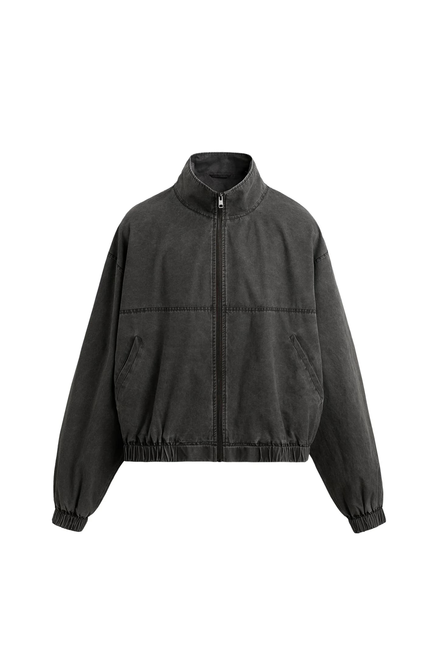 УКОРОЧЕНАЯ КУРТКА С ЭФФЕКТОМ СТИРКИ - фото 7