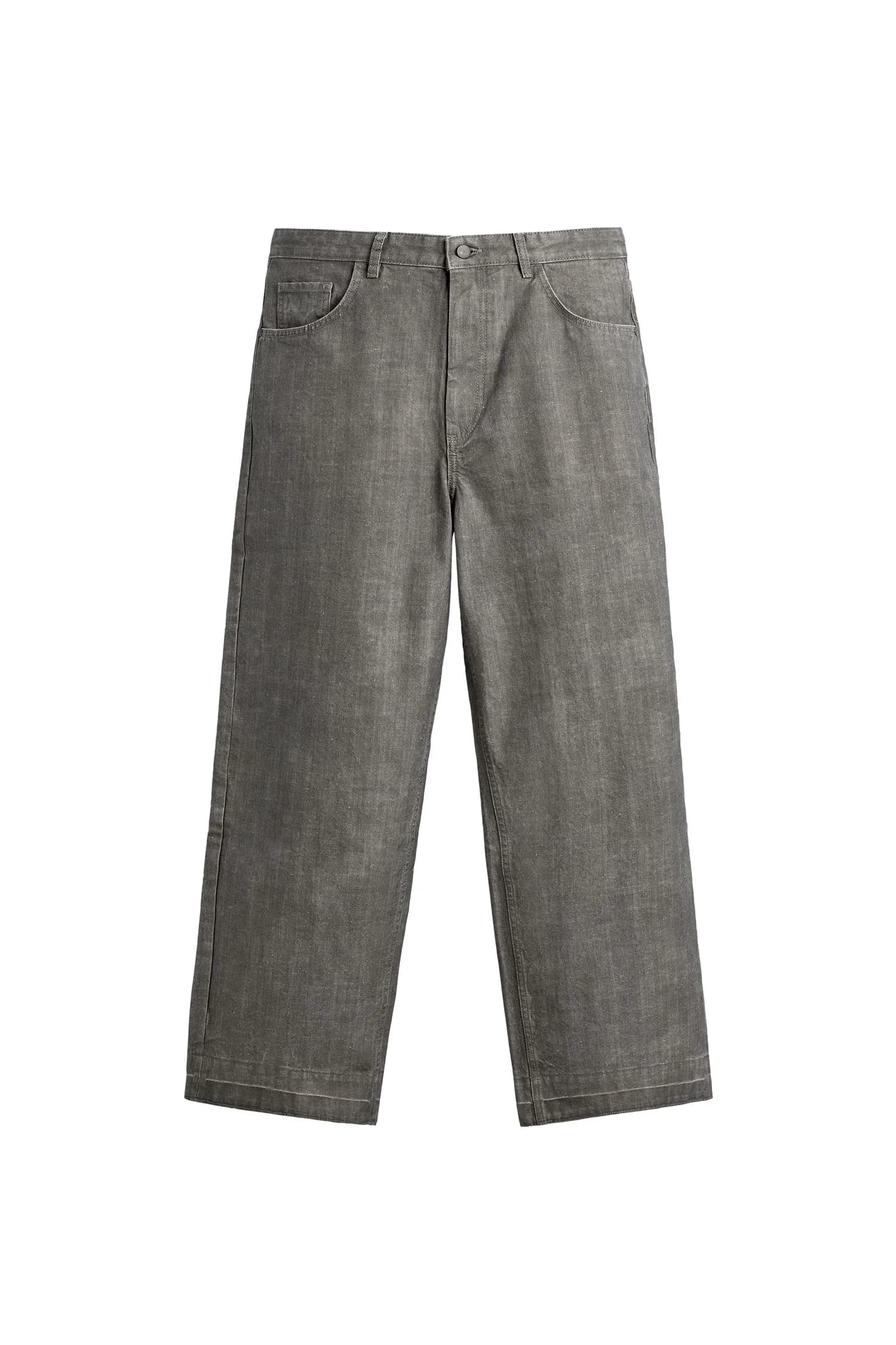 БРЮКИ ПРЯМОГО КРЮКА С УЗОРОМ В ЕЛОЧКУ - фото 3