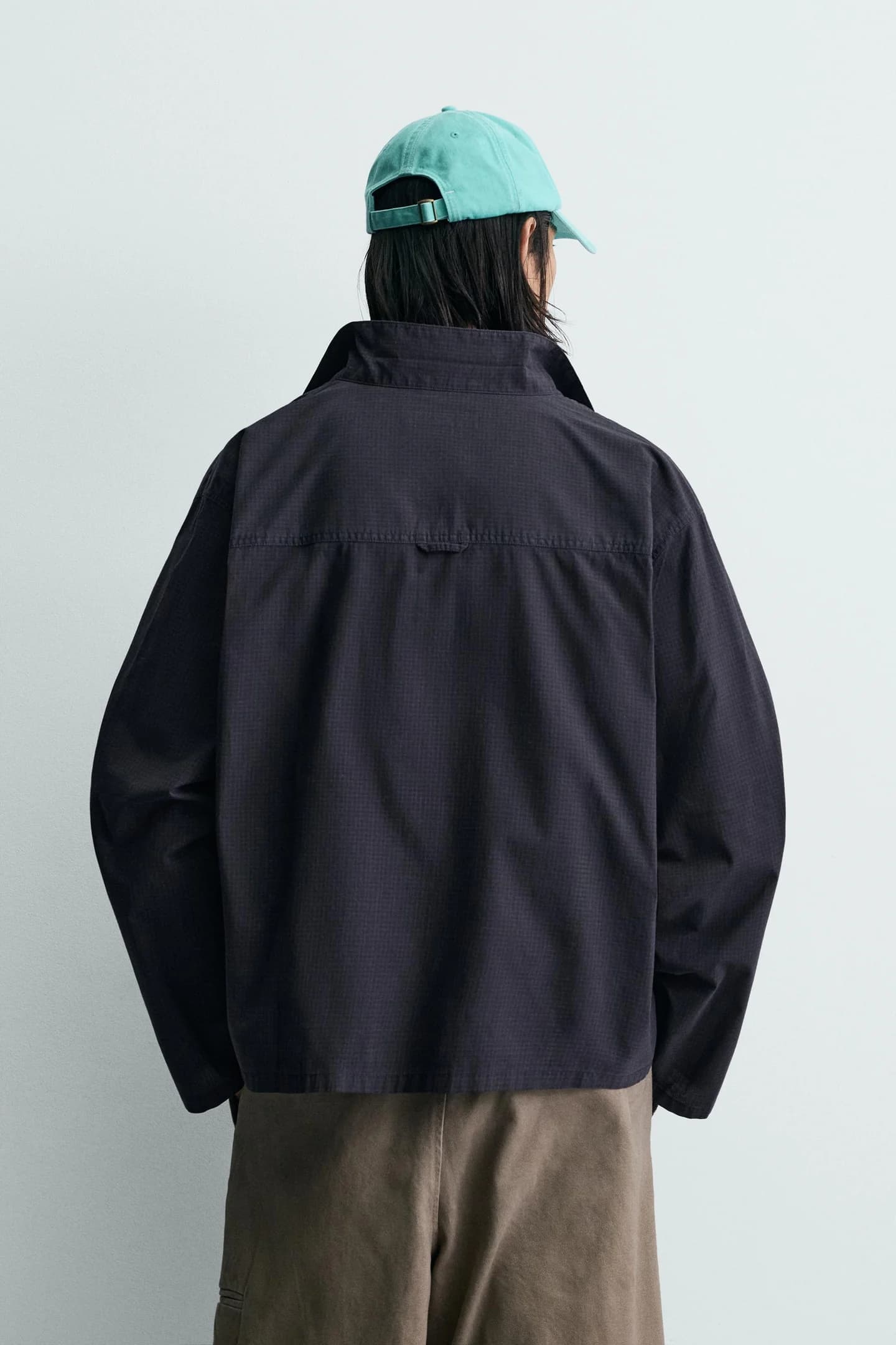 РУБАШКА СВОБОДНОГО КРОЯ В КЛЕТИКУ НА МОЛНИИ - фото 3