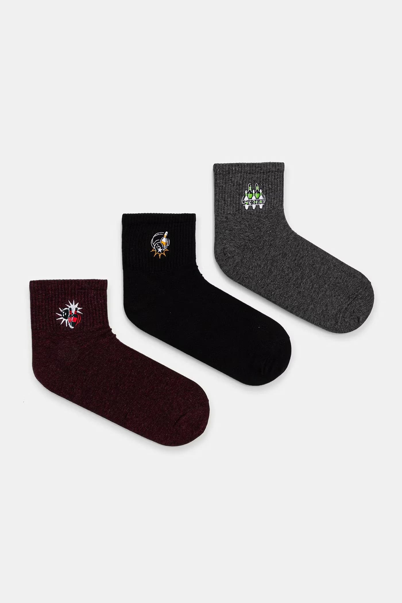 Мужские хлопковые носки с вышивкой, 3 пары