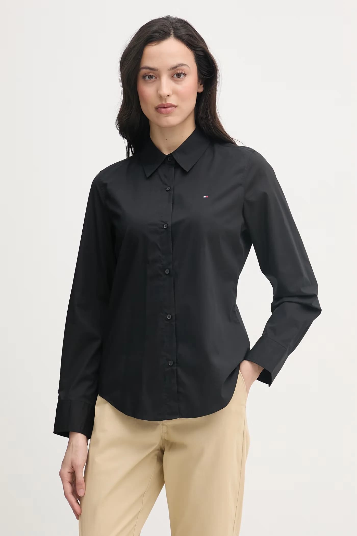 Женская хлопковая рубашка с эластаном