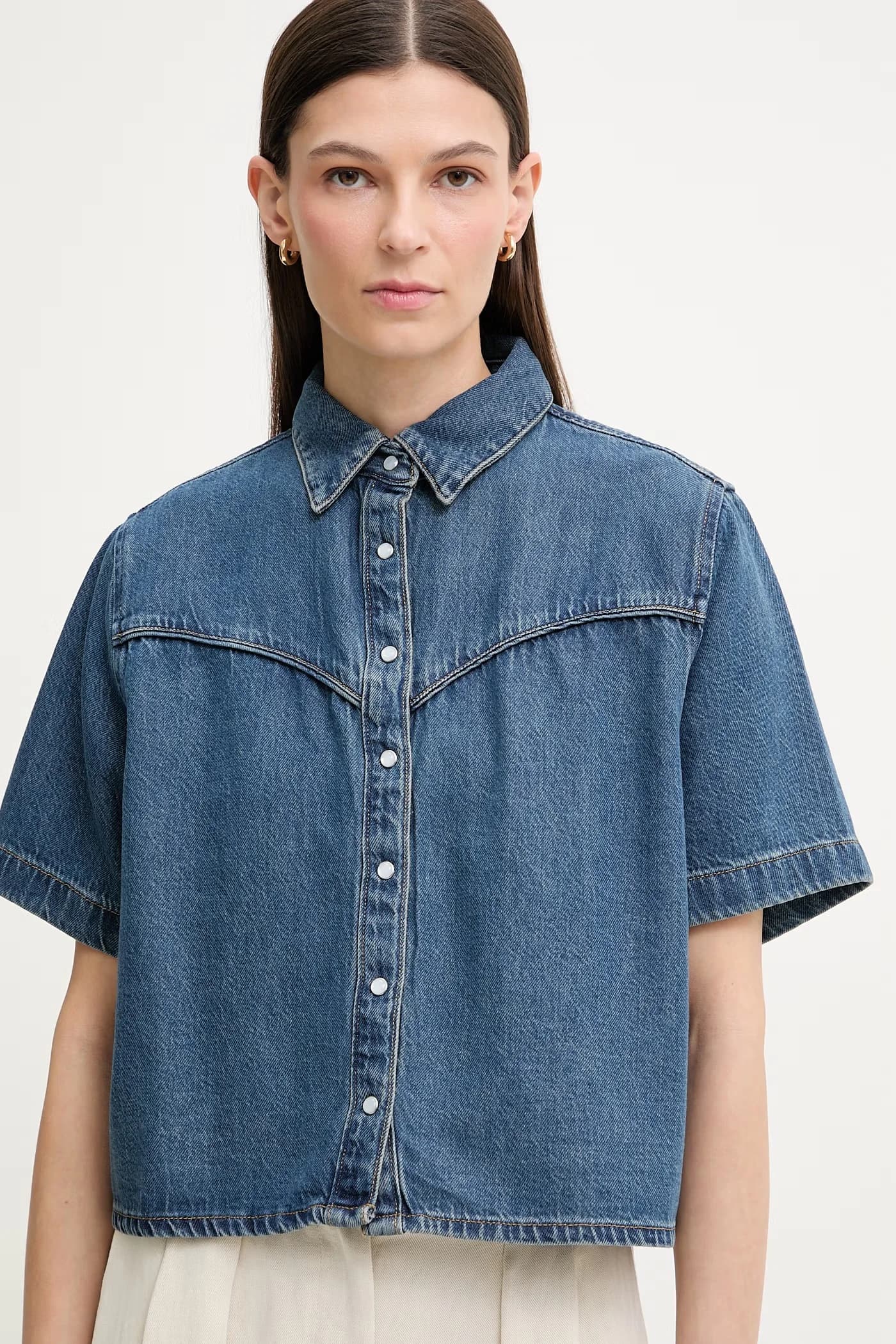 LOGAN SS DENIM женская джинсовая рубашка - фото 4