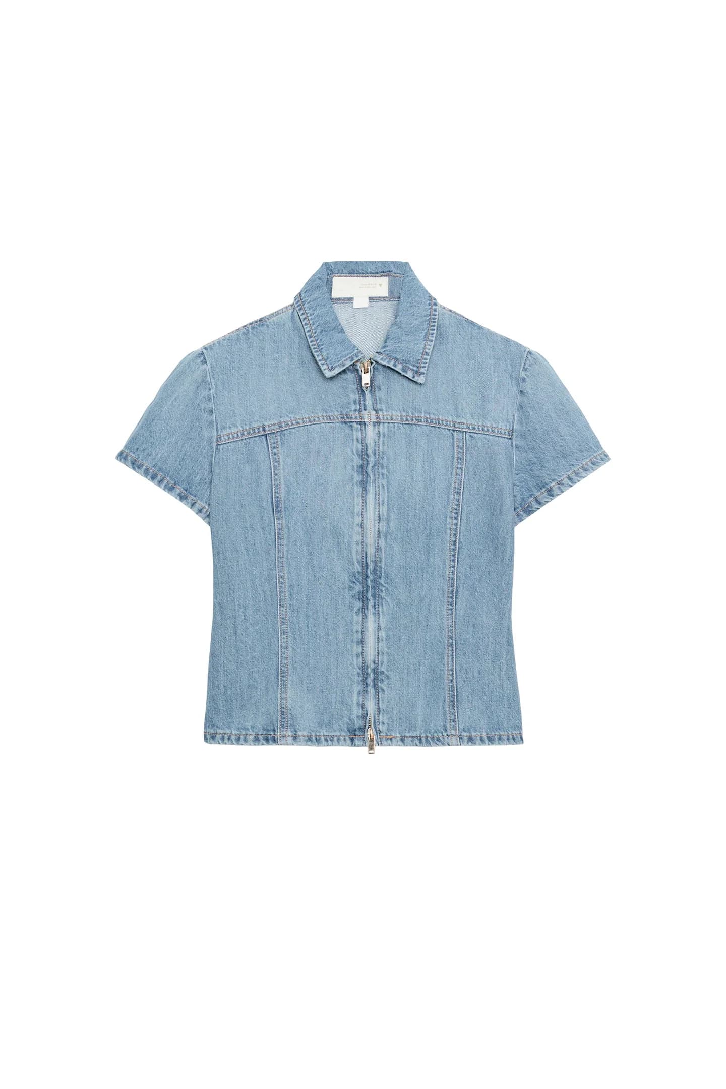 ДЖИНСОВАЯ РУБАШКА TRF НА МОЛНИИ - фото 3