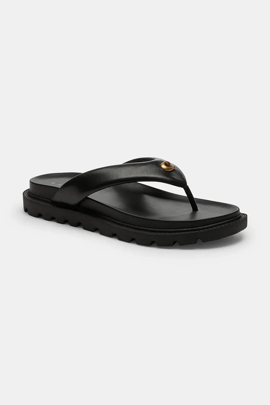 Женские кожаные шлепанцы Brynn Leather Thong Sandal - фото 2