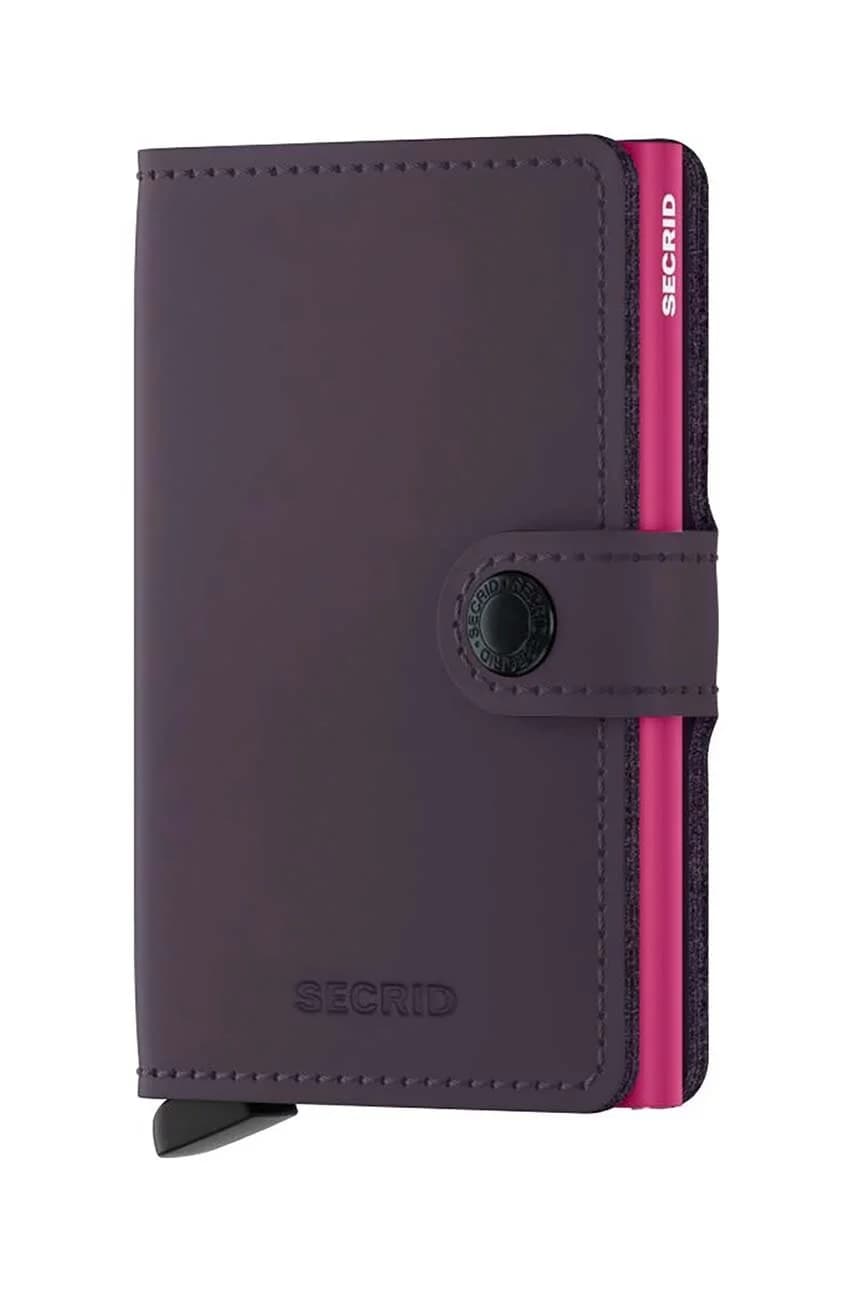 Кожаный кошелек Miniwallet Matte Dark Purple-Fuchsia - фото 1