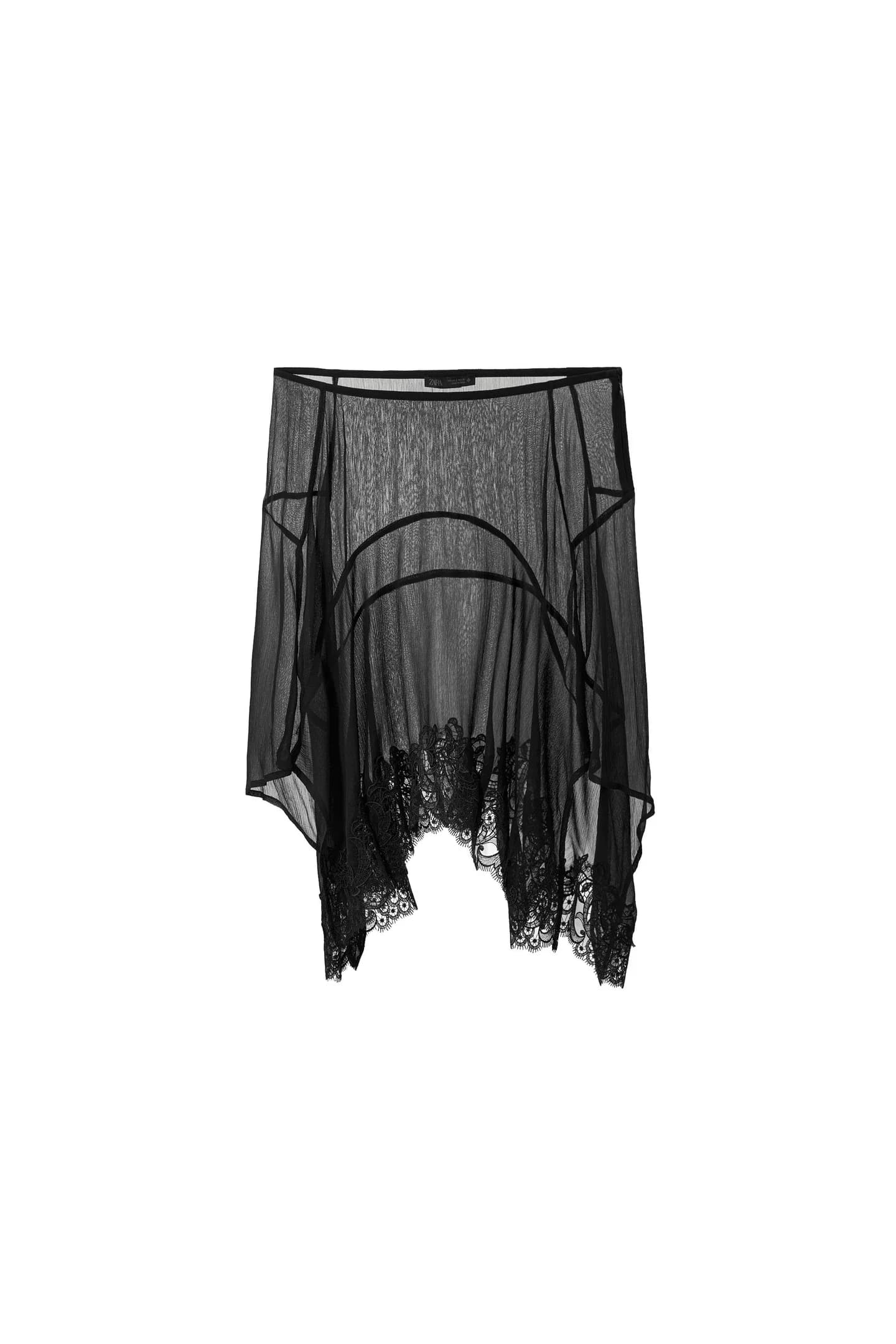 АСИММЕТРИЧНАЯ ЮБКА ИЗ ЖОРЖЕТА И КРУЖЕВА - фото 3